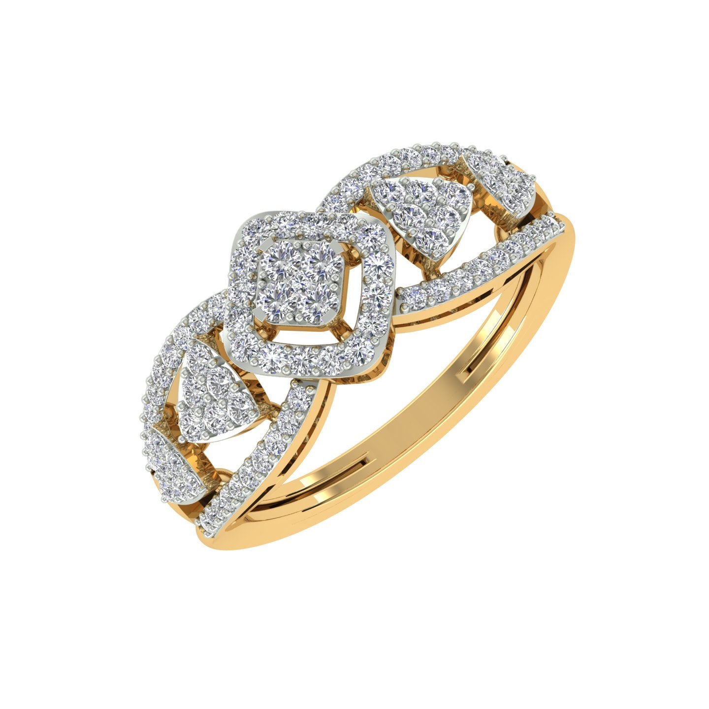 18k Yellow Gold and Diamond Fancy Ring in size 5.5 and total gold weight of 2.28g