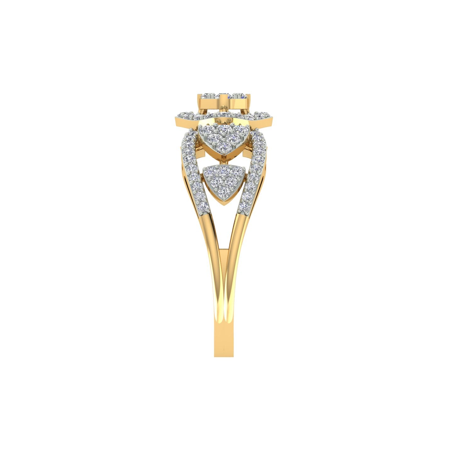 18k Yellow Gold and Diamond Fancy Ring in size 5.5 and total gold weight of 2.28g