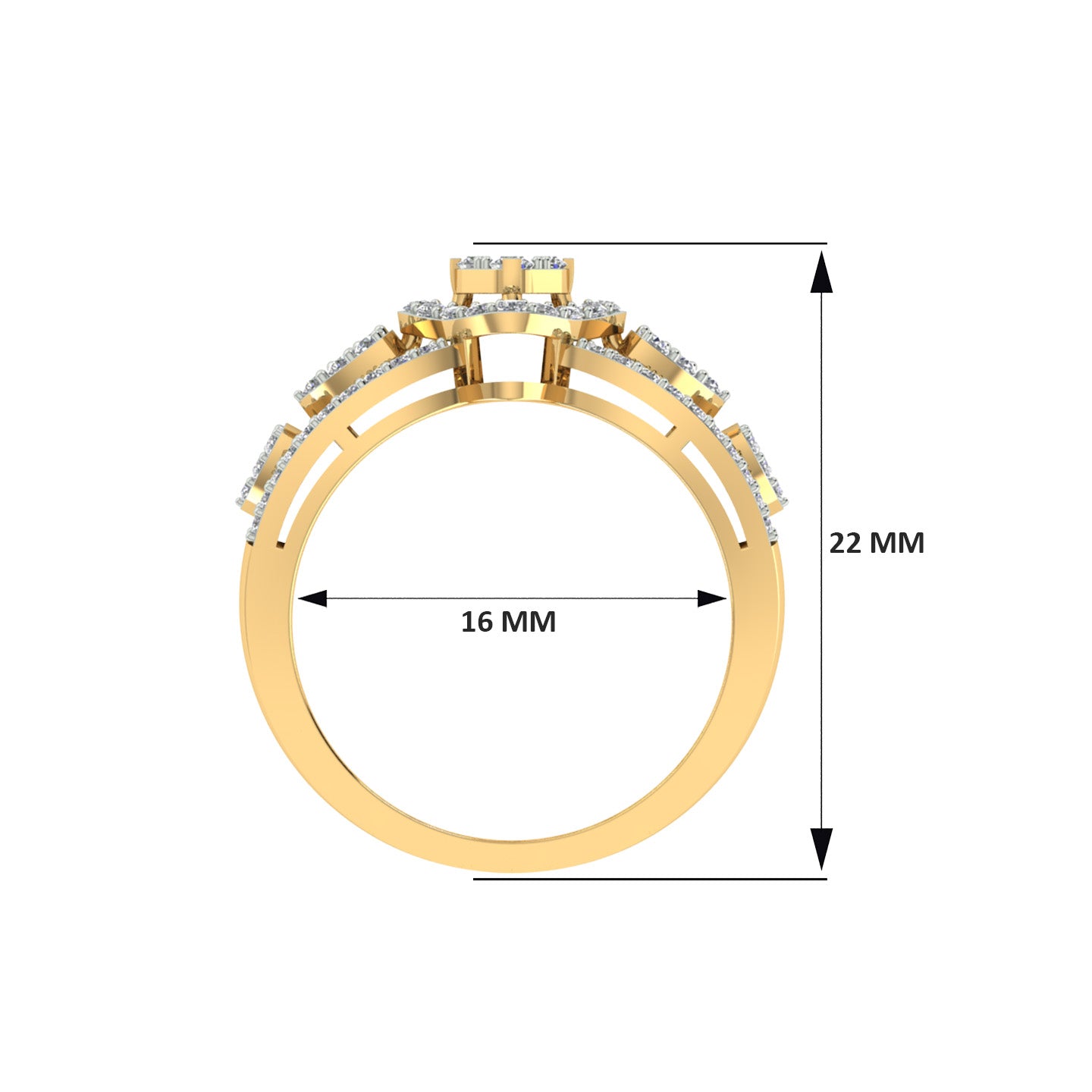 18k Yellow Gold and Diamond Fancy Ring in size 5.5 and total gold weight of 2.28g