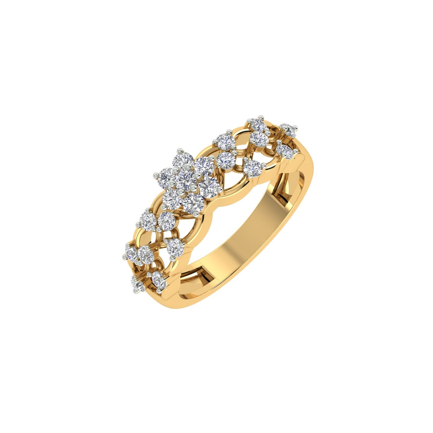 18k Yellow Gold and Diamond Fancy Ring in size 5.5 and total gold weight of 3.23g