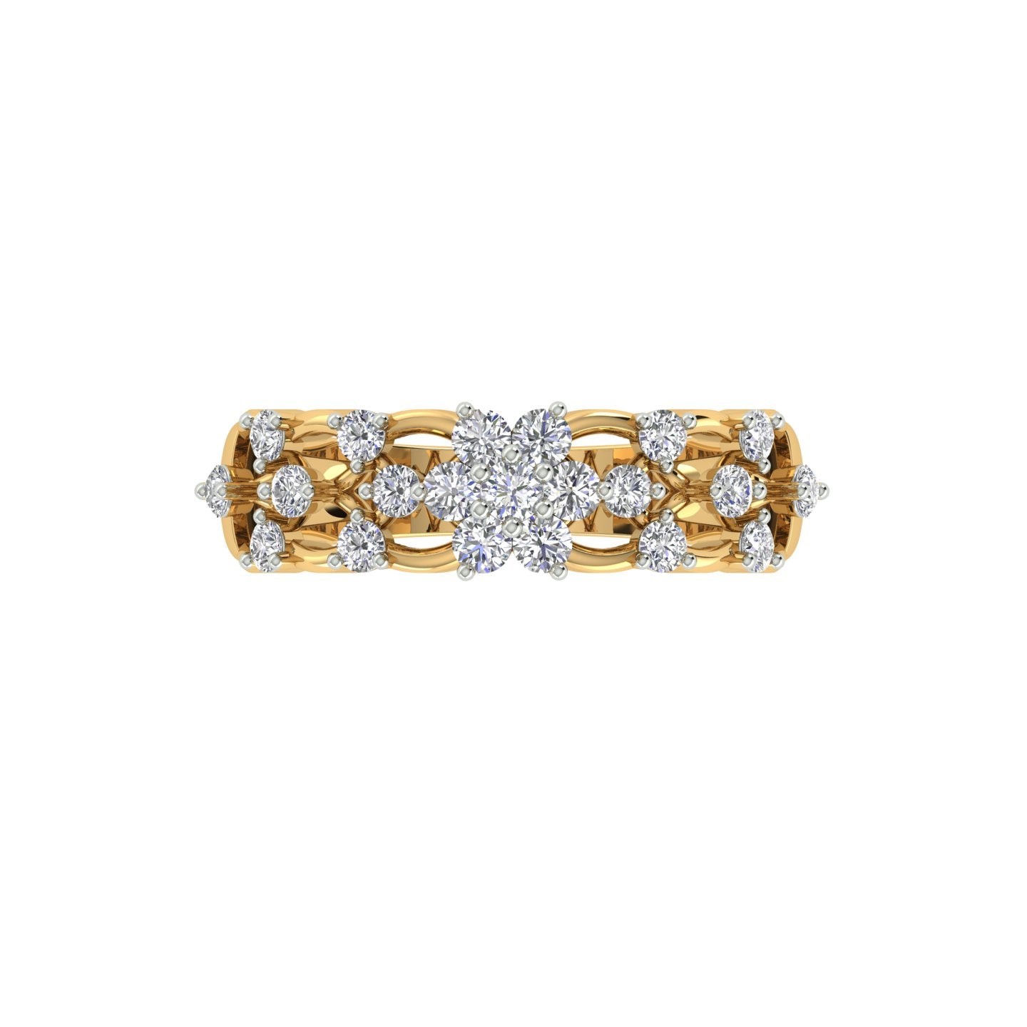 18k Yellow Gold and Diamond Fancy Ring in size 5.5 and total gold weight of 3.23g