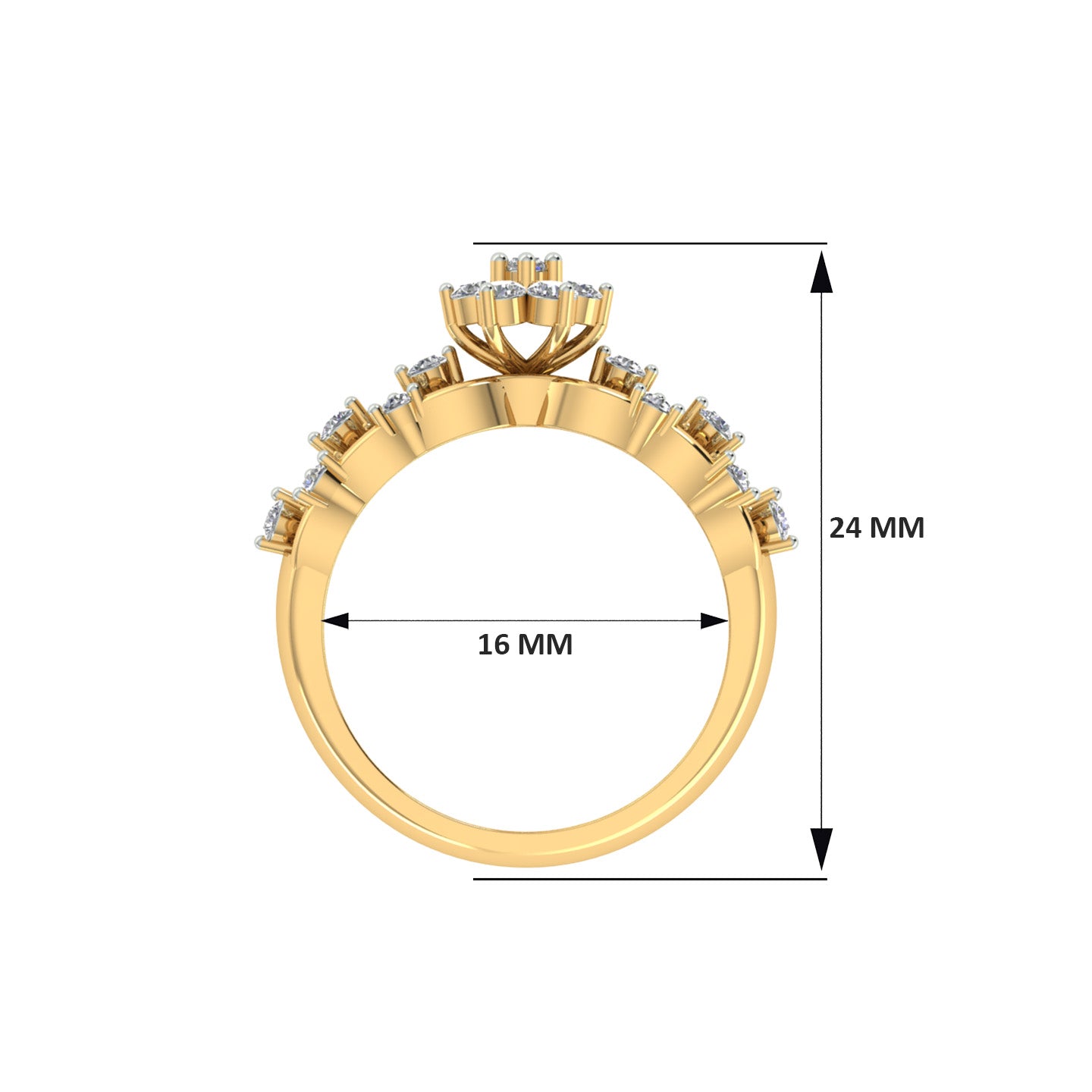 18k Yellow Gold and Diamond Fancy Ring in size 5.5 and total gold weight of 3.23g