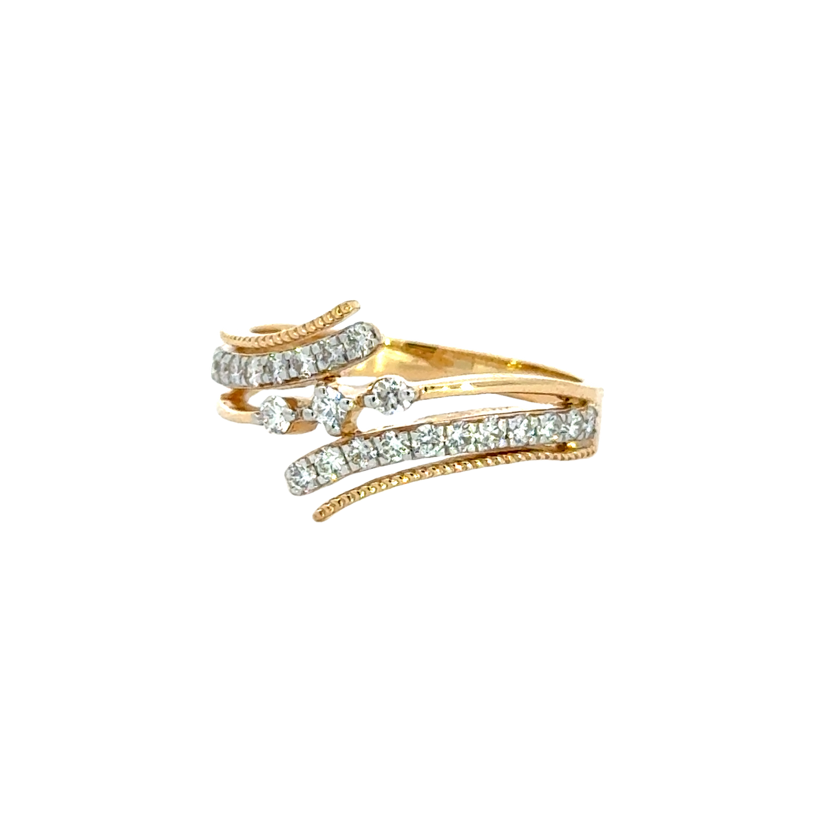 18k Yellow Gold and Diamond Fancy Ring in size 5 and total gold weight of 3g