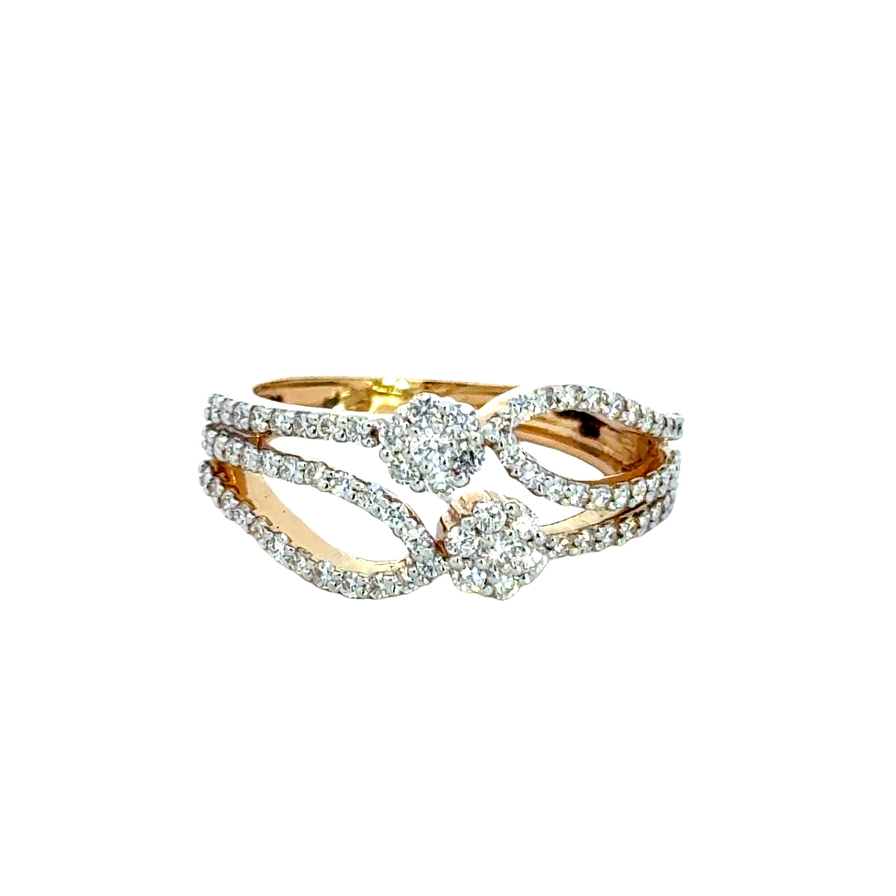 18k Yellow Gold and Diamond Fancy Ring in size 5.5 and total gold weight of 3.68g