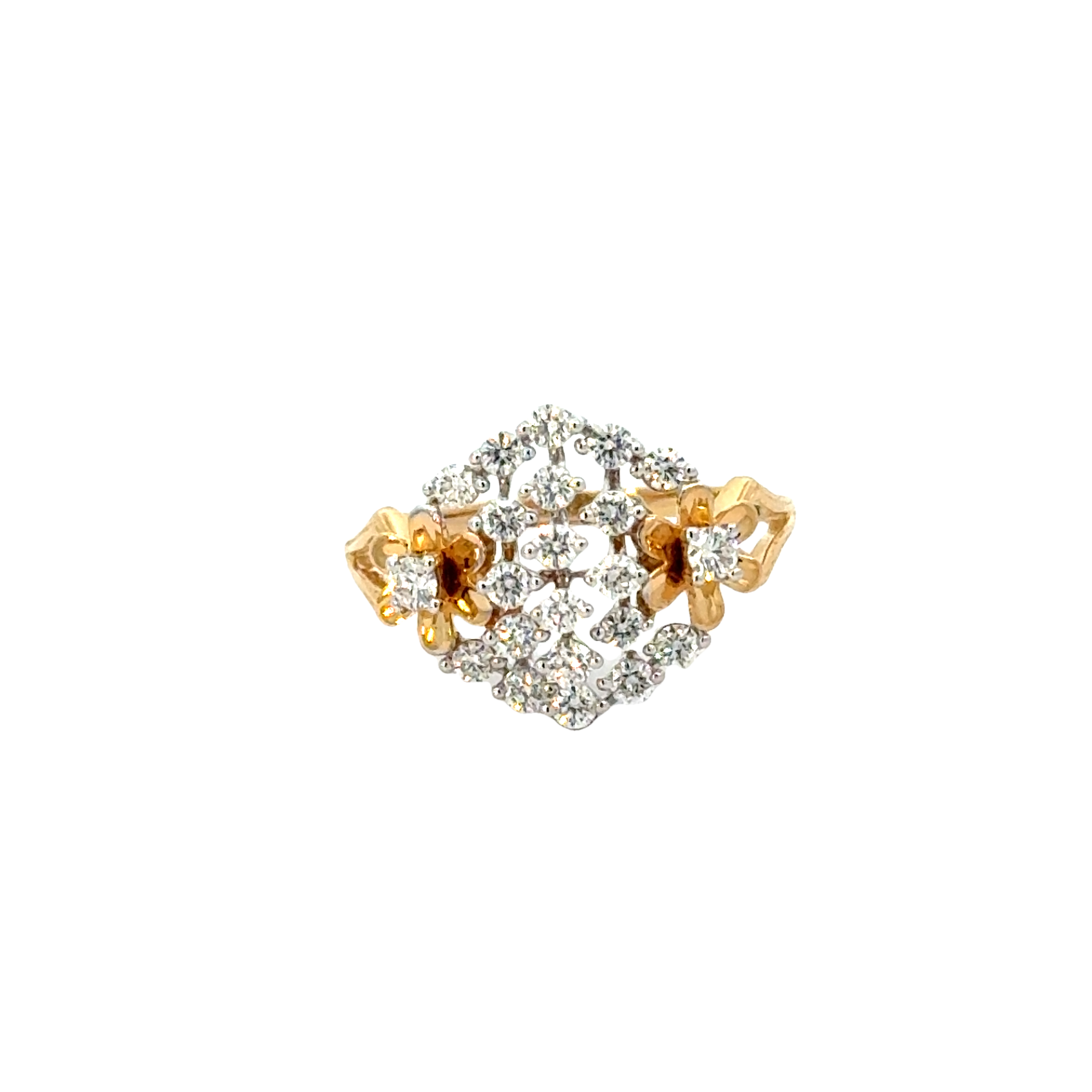 18k Yellow Gold and Diamond Fancy Ring in size 5.5 and total gold weight of 3.1g