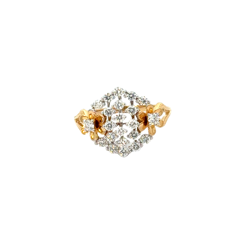 18k Yellow Gold and Diamond Fancy Ring in size 5.5 and total gold weight of 3.1g