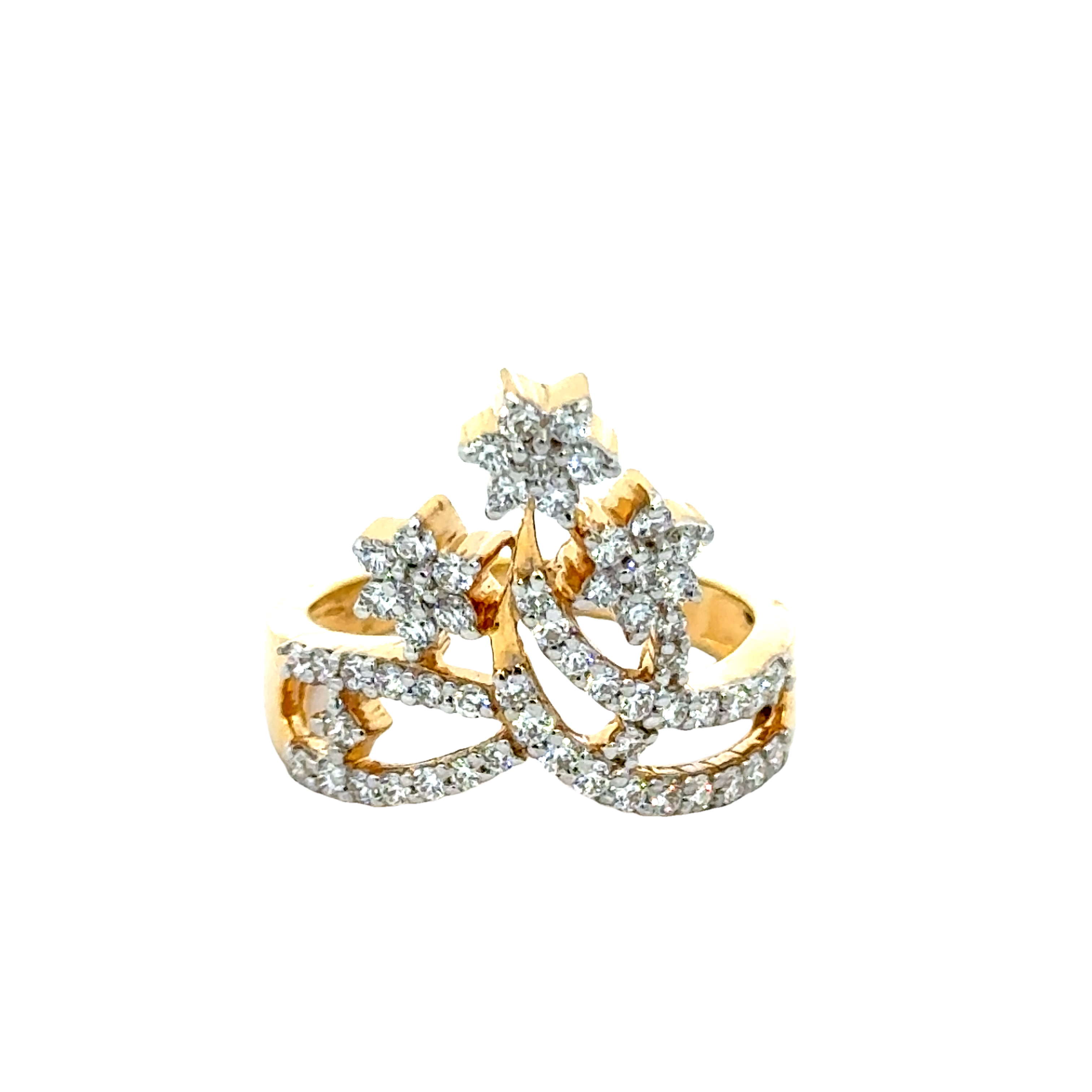 18k Yellow Gold and Diamond Fancy Ring in size 5.5 and total gold weight of 4.73g