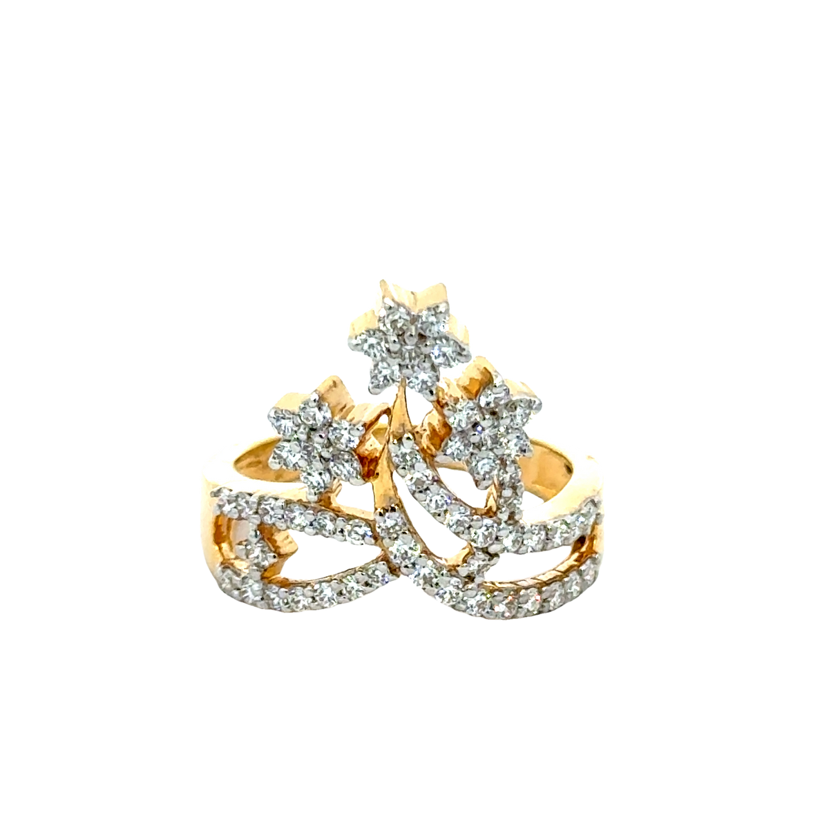 18k Yellow Gold and Diamond Fancy Ring in size 5.5 and total gold weight of 4.73g