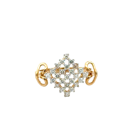 18k Yellow Gold and Diamond Pyramid Fancy Ring in size 5.5 and total gold weight of 3.06g