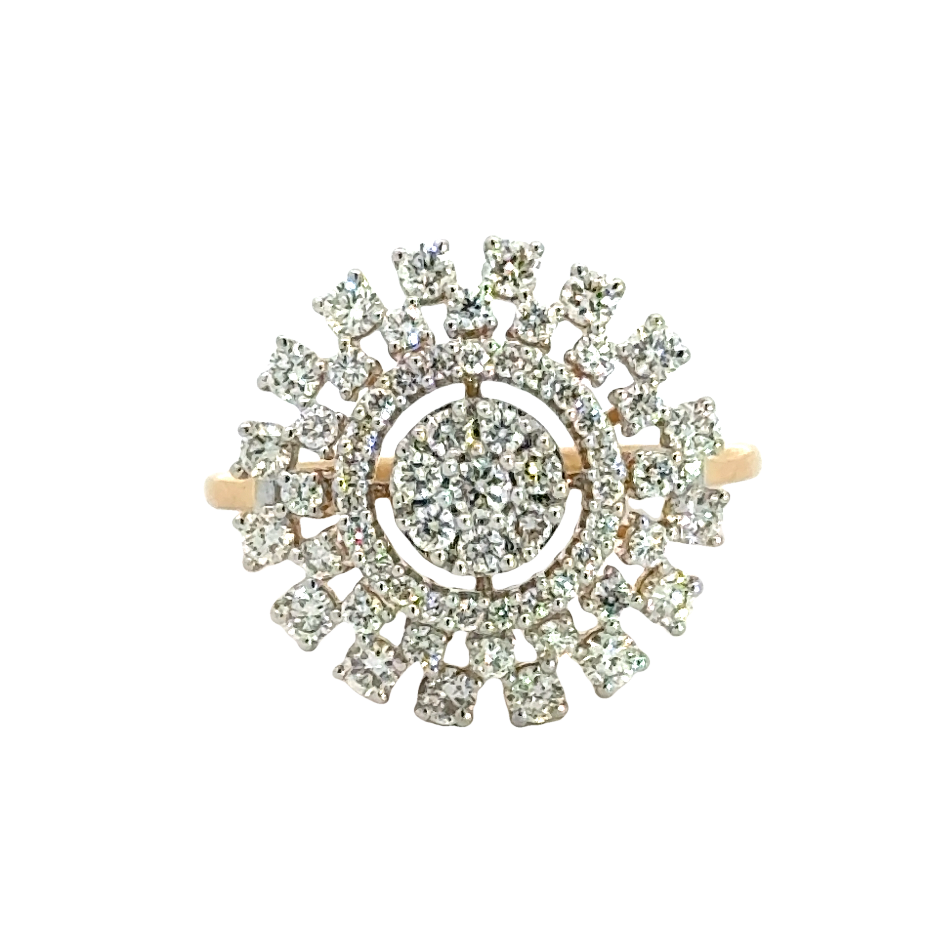 18k Yellow Gold and Diamond Sunflower Fancy Ring in size 5.5 and total gold weight of 4.52g