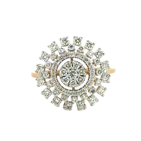 18k Yellow Gold and Diamond Sunflower Fancy Ring in size 5.5 and total gold weight of 4.52g