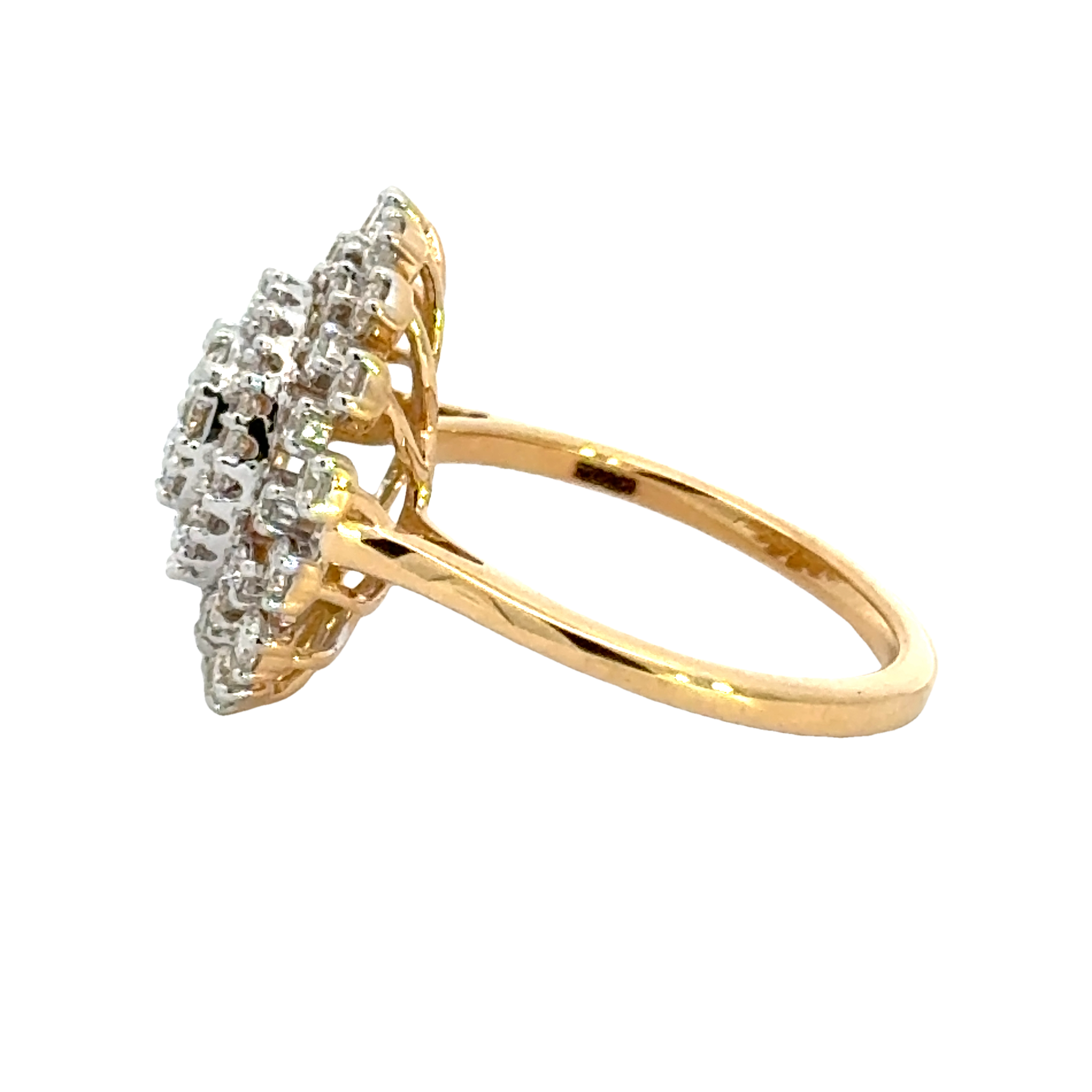 18k Yellow Gold and Diamond Sunflower Fancy Ring in size 5.5 and total gold weight of 4.52g