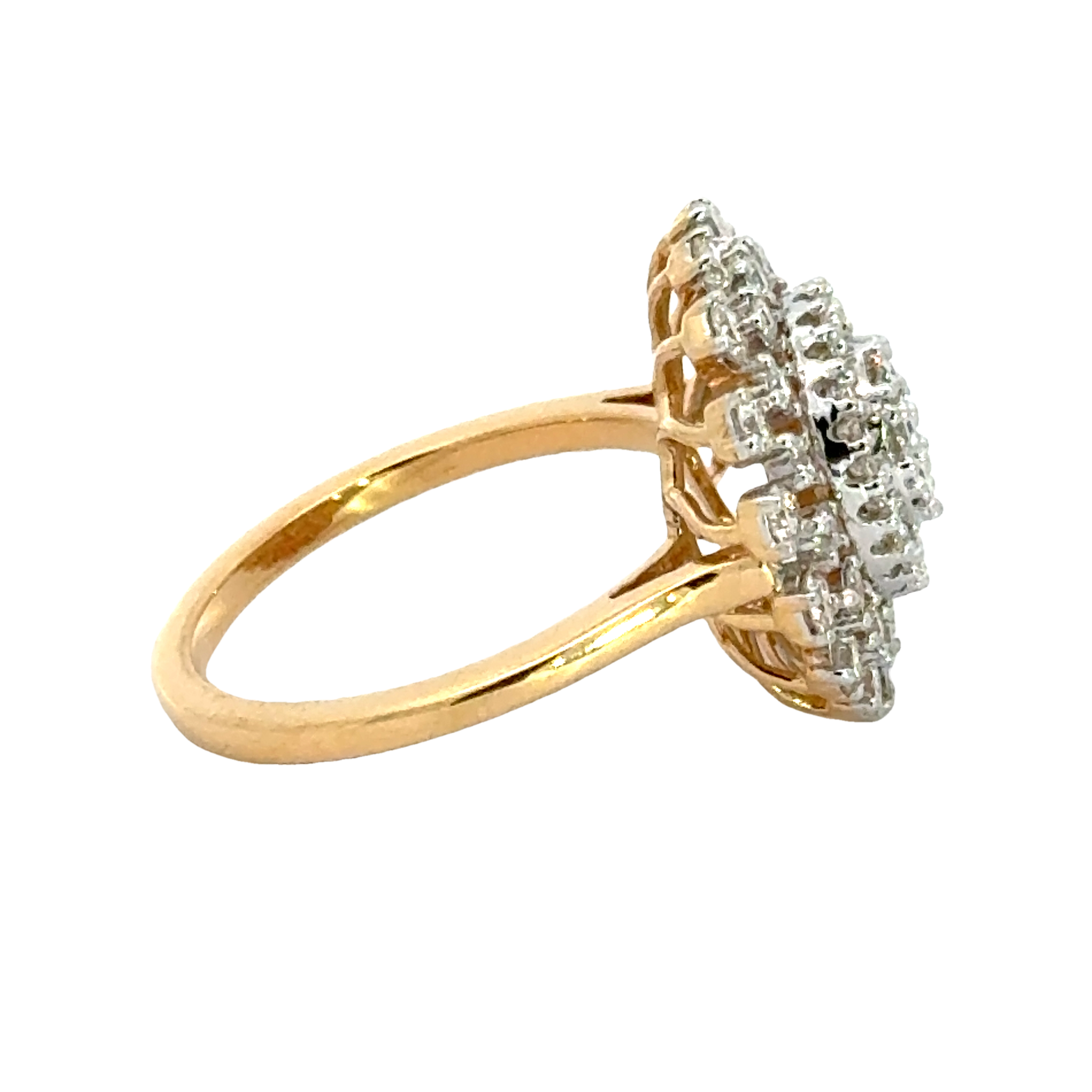 18k Yellow Gold and Diamond Sunflower Fancy Ring in size 5.5 and total gold weight of 4.52g