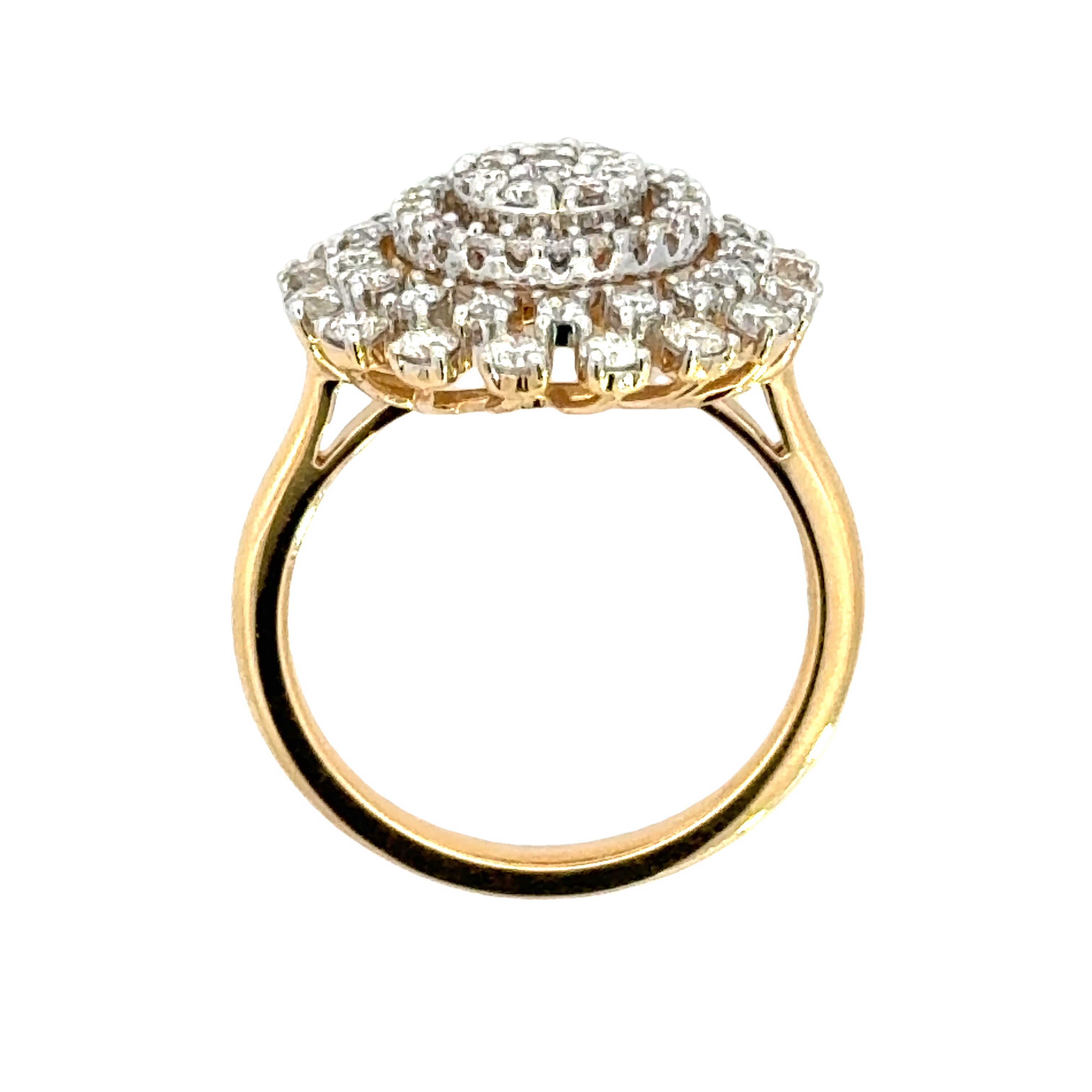 18k Yellow Gold and Diamond Sunflower Fancy Ring in size 5.5 and total gold weight of 4.52g