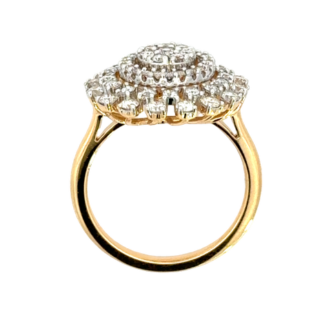 18k Yellow Gold and Diamond Sunflower Fancy Ring in size 5.5 and total gold weight of 4.52g