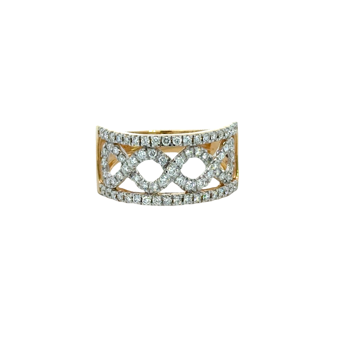 18k Yellow Gold and Diamond Fancy Ring in size 6.5 and total gold weight of 4.9g