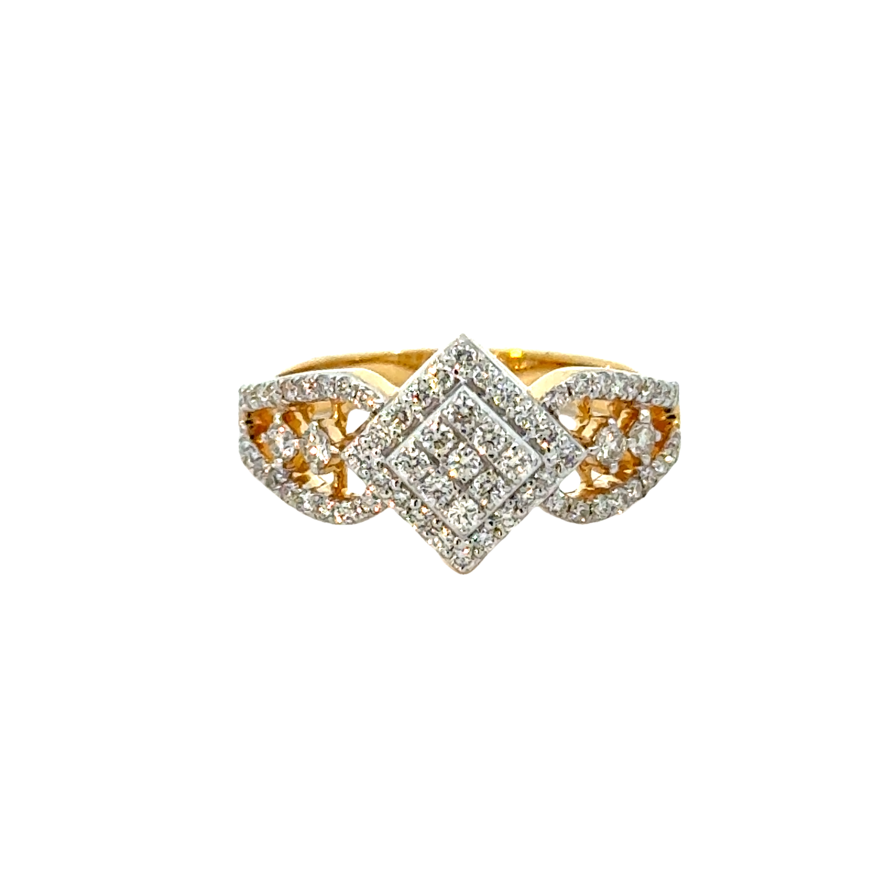 18k Yellow Gold and Diamond Fancy Ring in size 5.5 and total gold weight of 4.26g