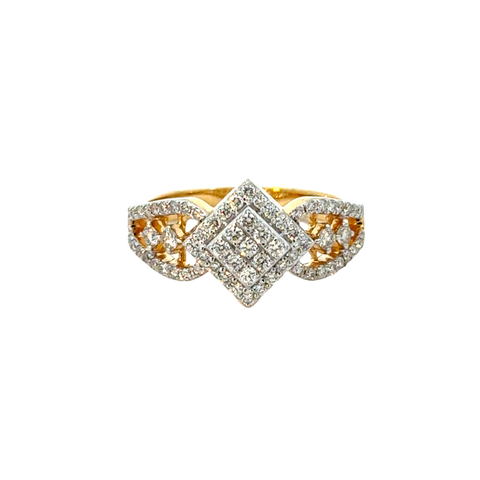 18k Yellow Gold and Diamond Fancy Ring in size 5.5 and total gold weight of 4.26g