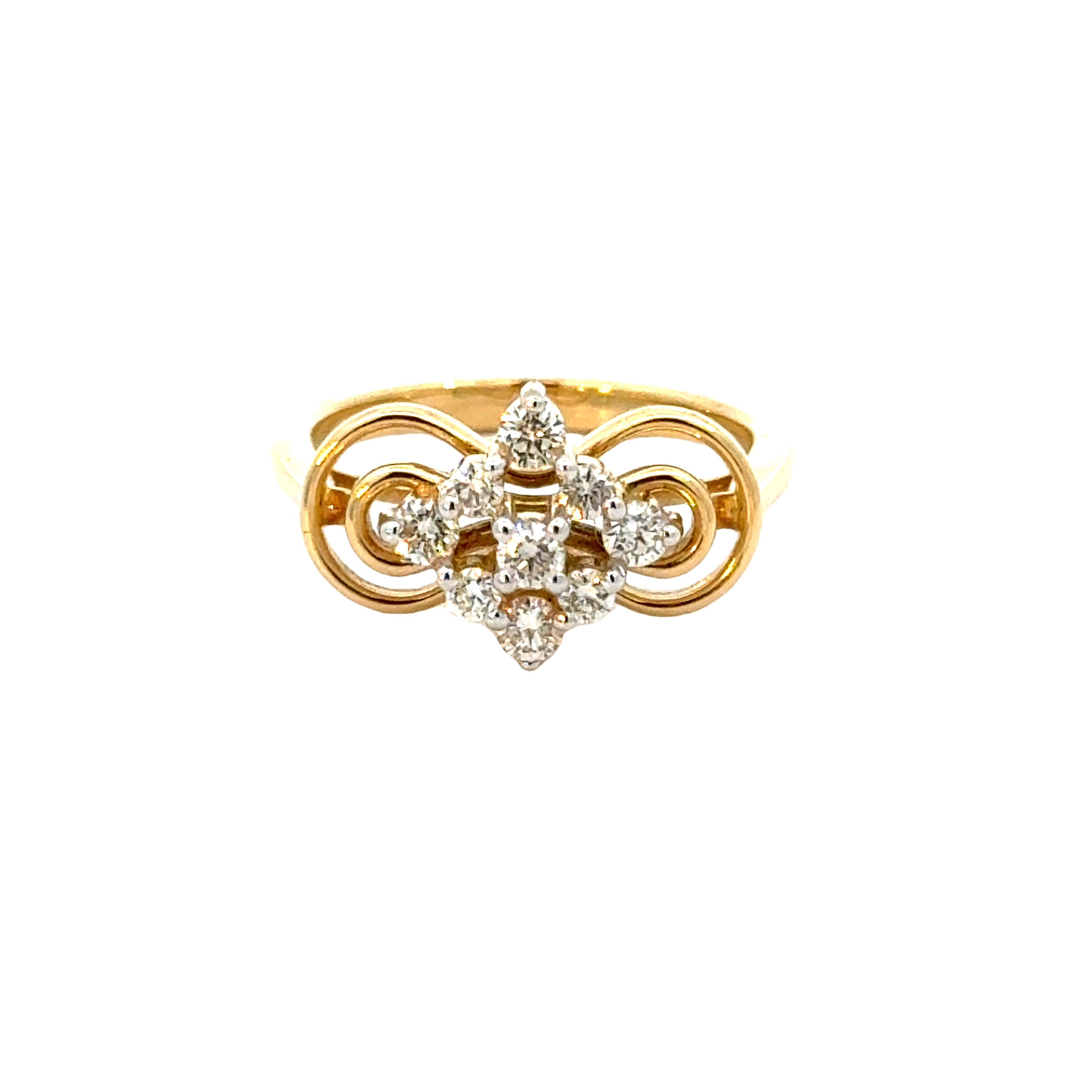 18k Yellow Gold and Diamond Fancy Ring in size 5.5 and total gold weight of 3.75g