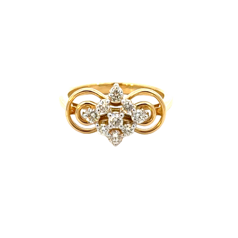 18k Yellow Gold and Diamond Fancy Ring in size 5.5 and total gold weight of 3.75g