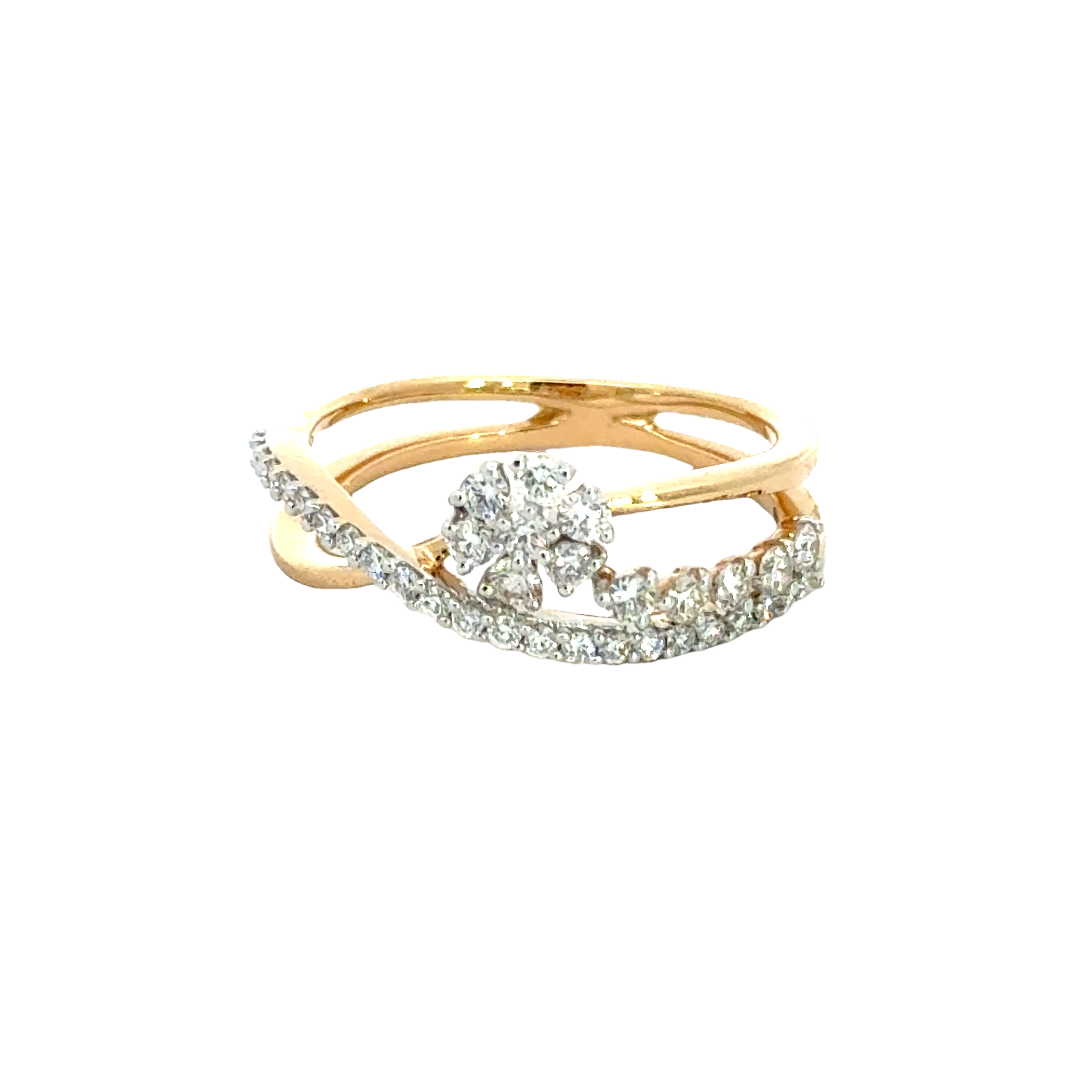 18k Yellow Gold and Diamond Fancy Ring in size 5.5 and total gold weight of 3.07g