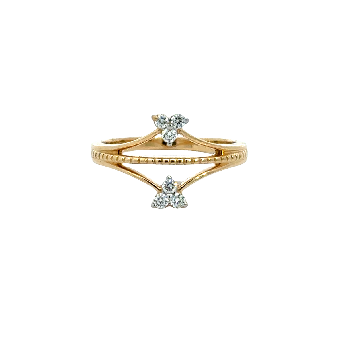 18k Yellow Gold and Diamond Fancy Ring in size 5 and total gold weight of 2.65g