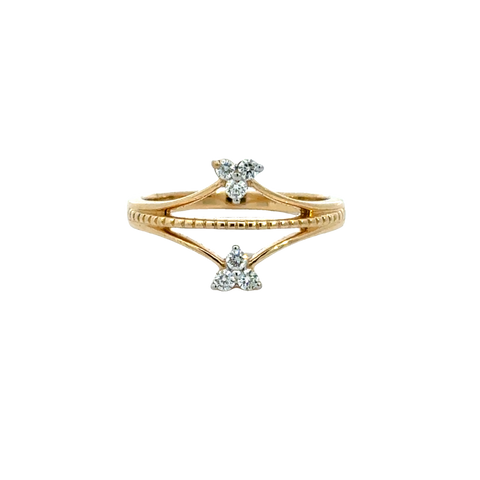 18k Yellow Gold and Diamond Fancy Ring in size 5 and total gold weight of 2.65g