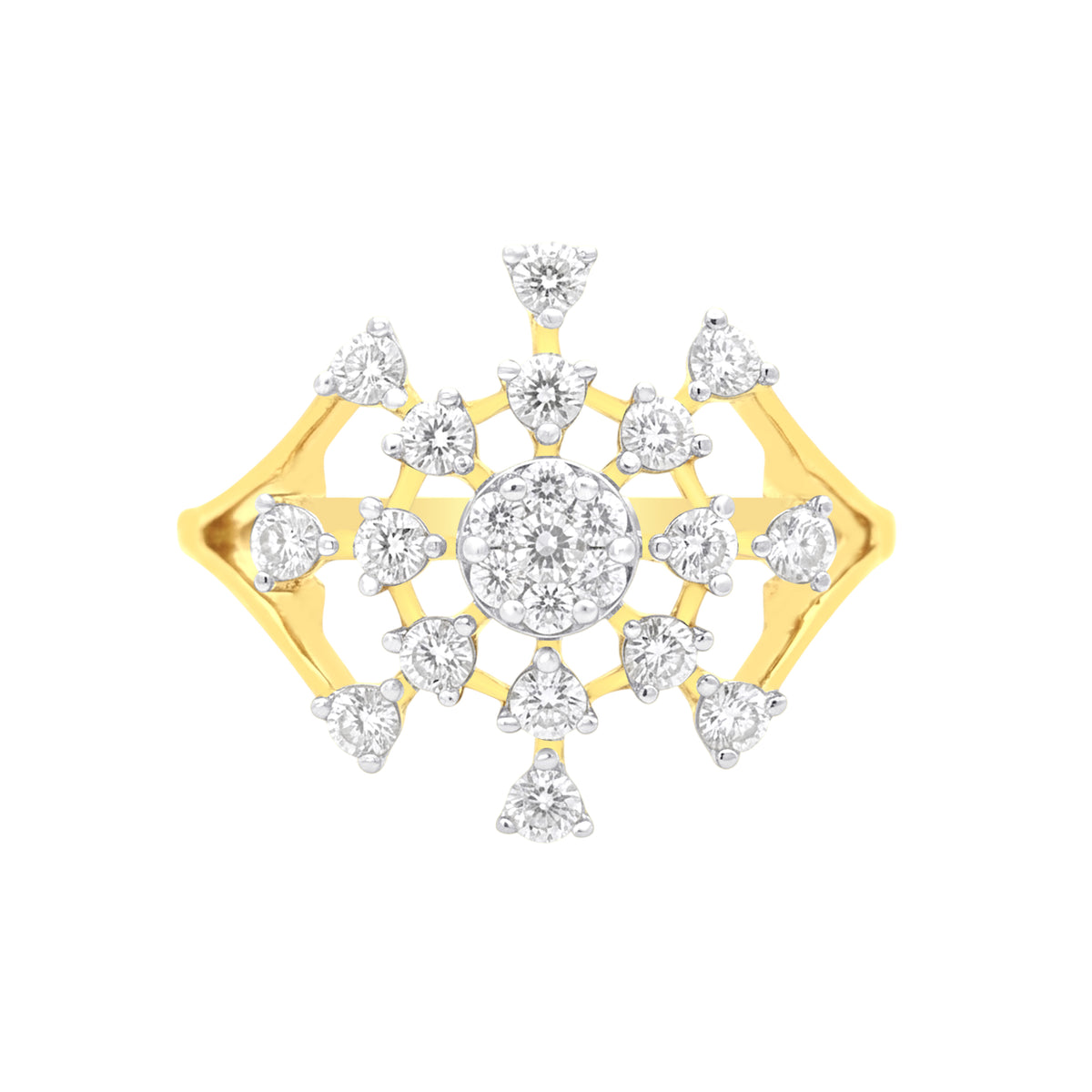 18k Yellow Gold and Diamond Fancy Ring in size 5.5 and total gold weight of 2.71g