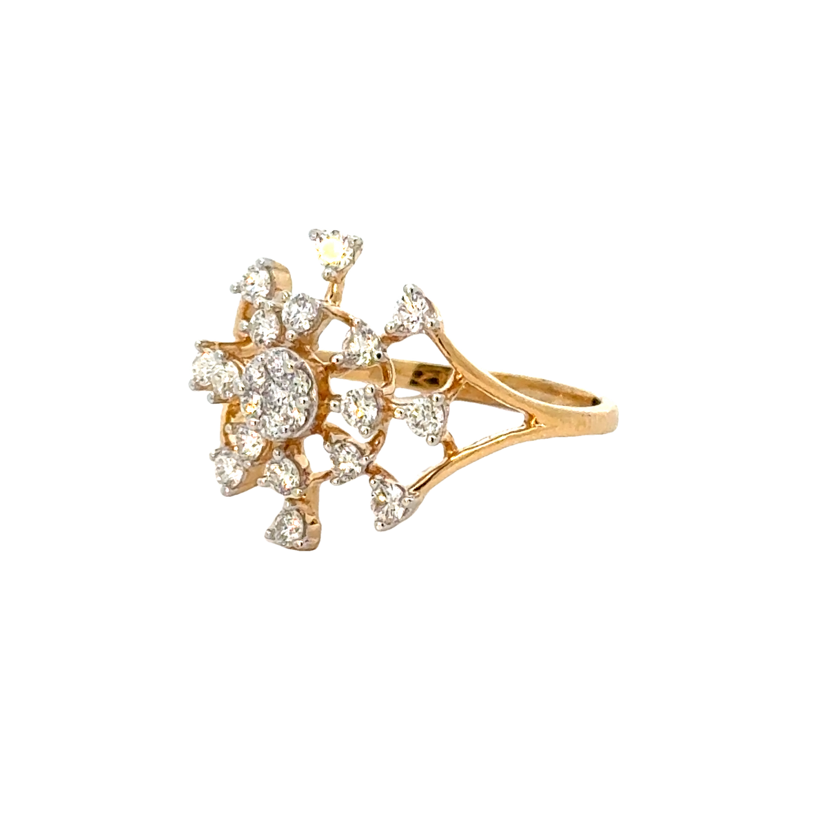 18k Yellow Gold and Diamond Fancy Ring in size 5.5 and total gold weight of 2.71g