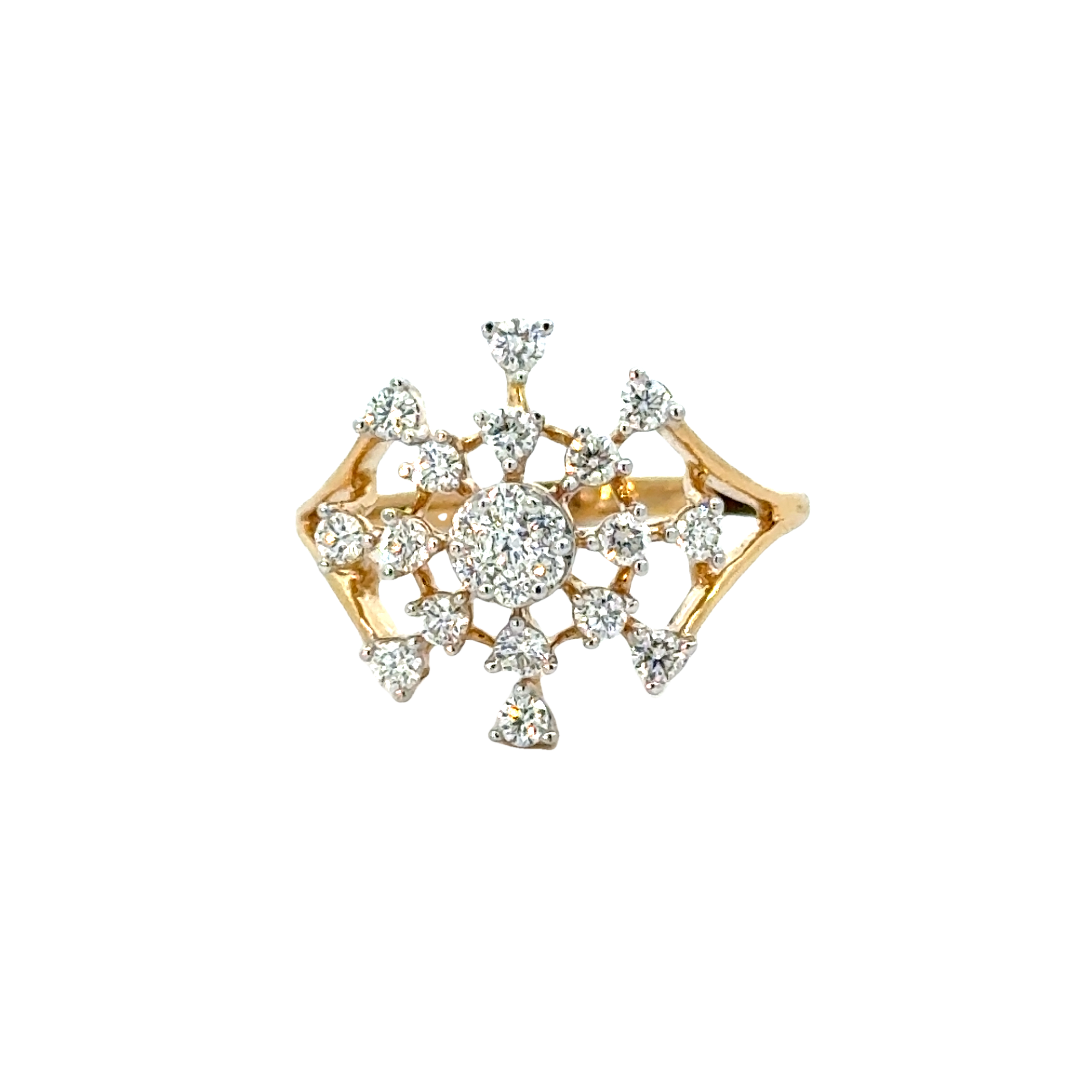 18k Yellow Gold and Diamond Fancy Ring in size 5.5 and total gold weight of 2.71g