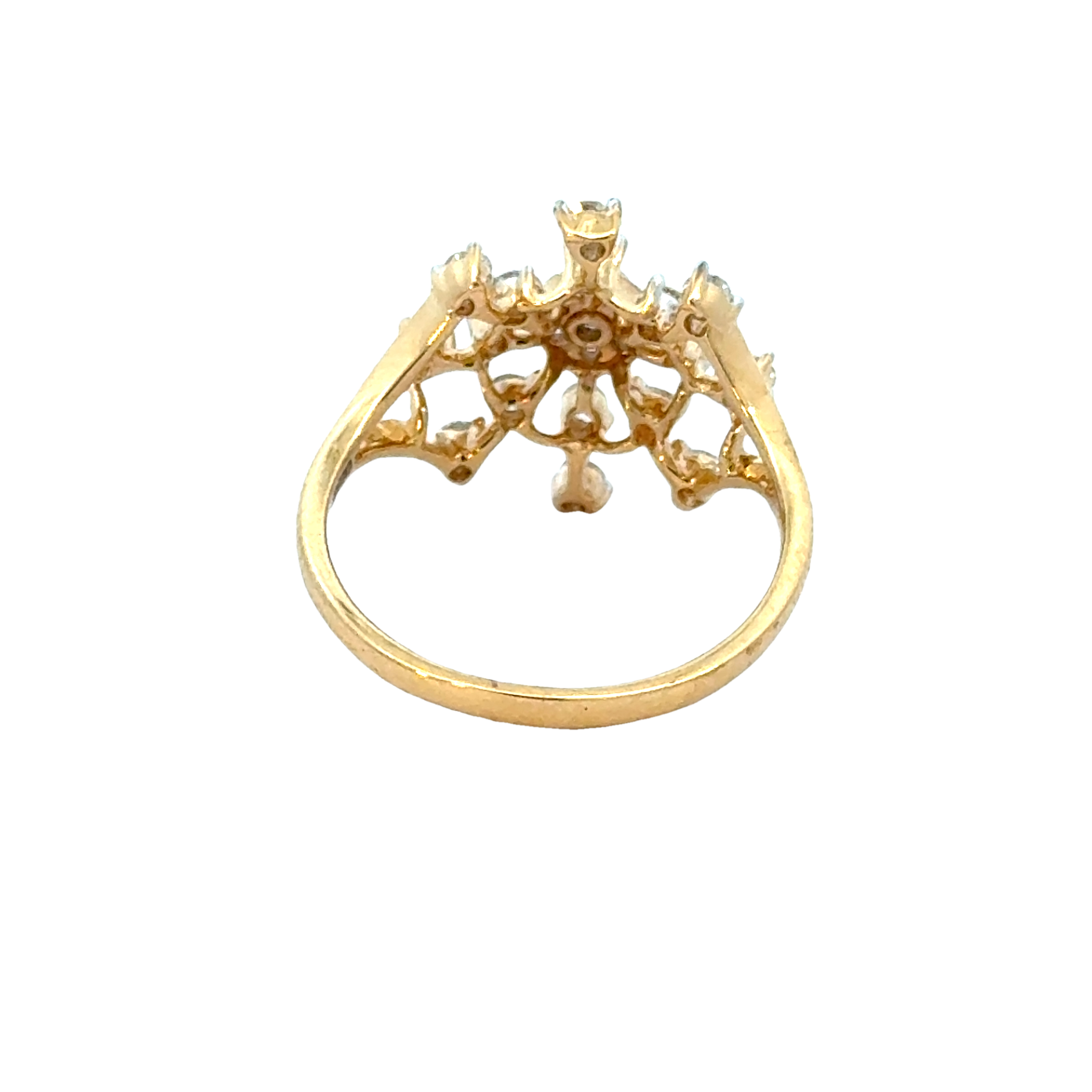 18k Yellow Gold and Diamond Fancy Ring in size 5.5 and total gold weight of 2.71g