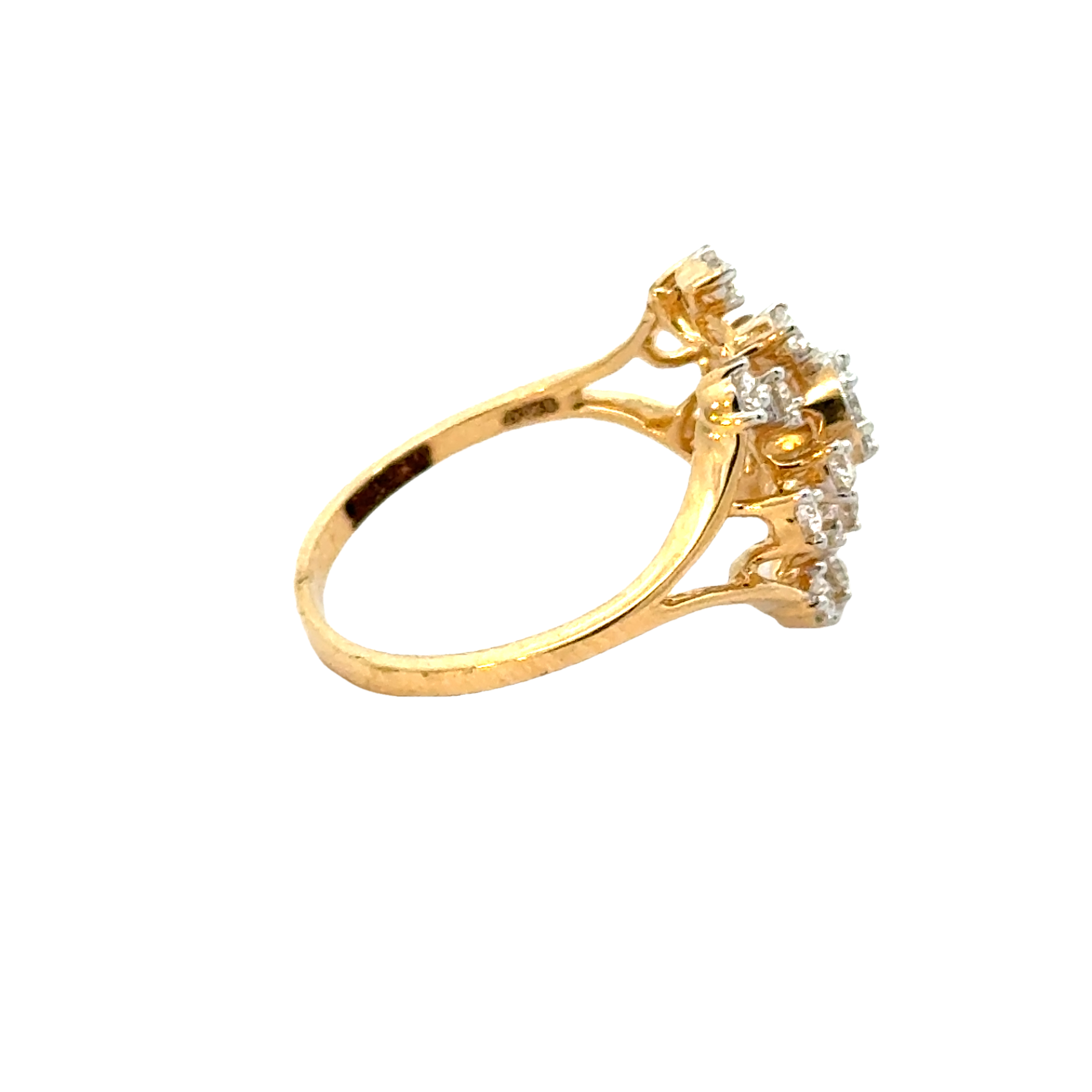 18k Yellow Gold and Diamond Fancy Ring in size 5.5 and total gold weight of 2.71g