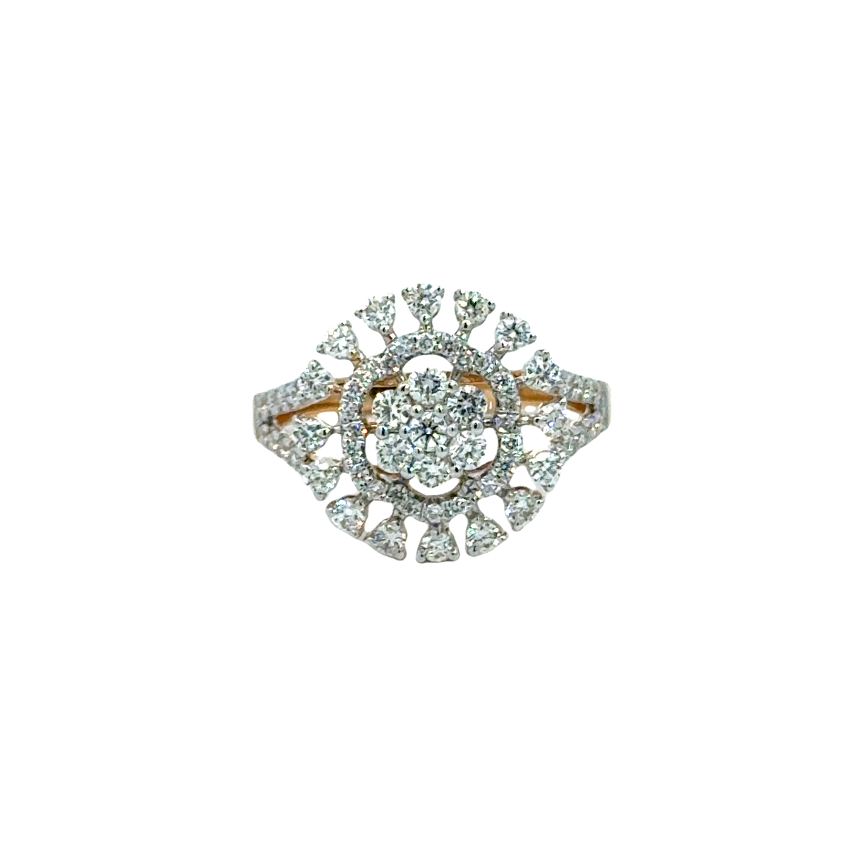 18k Yellow Gold and Diamond Sparkle Fancy Ring in size 5.5 and total gold weight of 3.36g