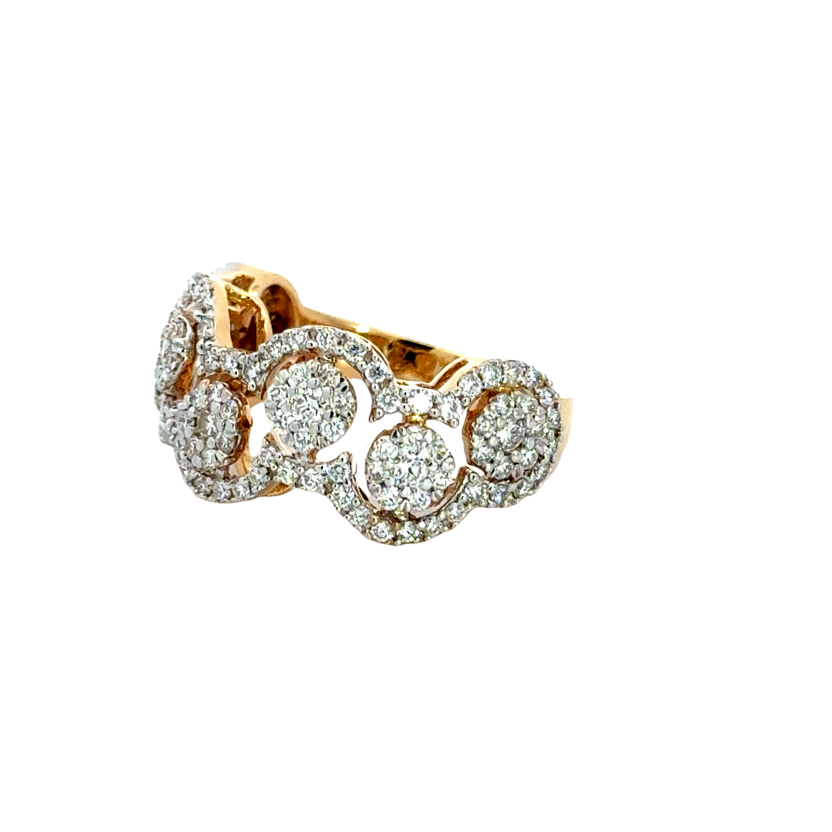 18k Yellow Gold and Diamond Fancy Ring in size 5.5 and total gold weight of 5.94g