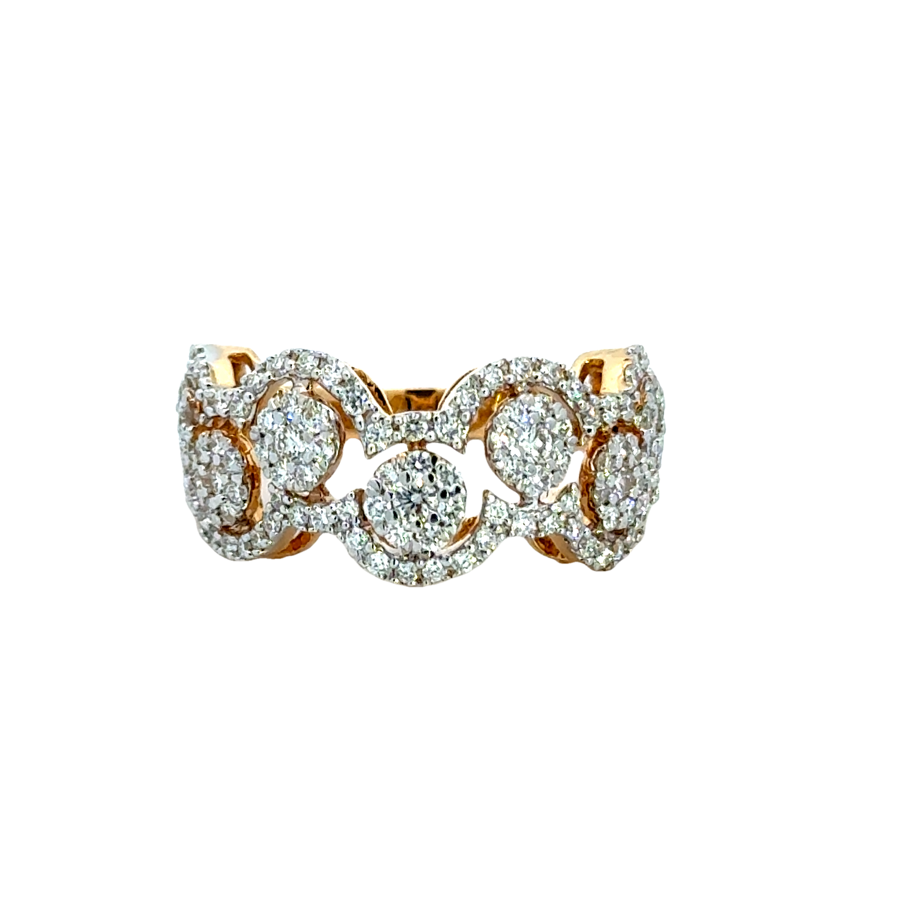 18k Yellow Gold and Diamond Fancy Ring in size 5.5 and total gold weight of 5.94g