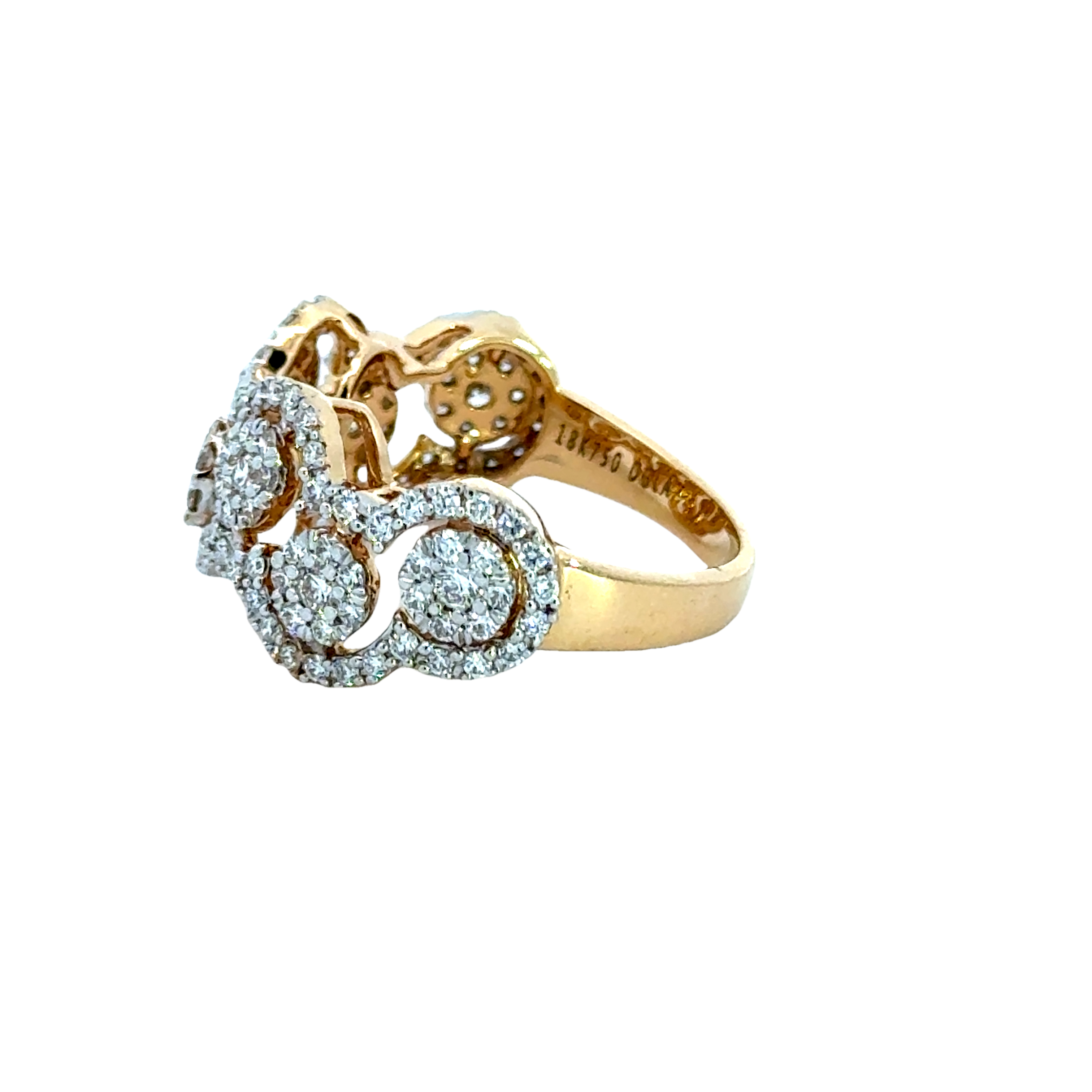 18k Yellow Gold and Diamond Fancy Ring in size 5.5 and total gold weight of 5.94g