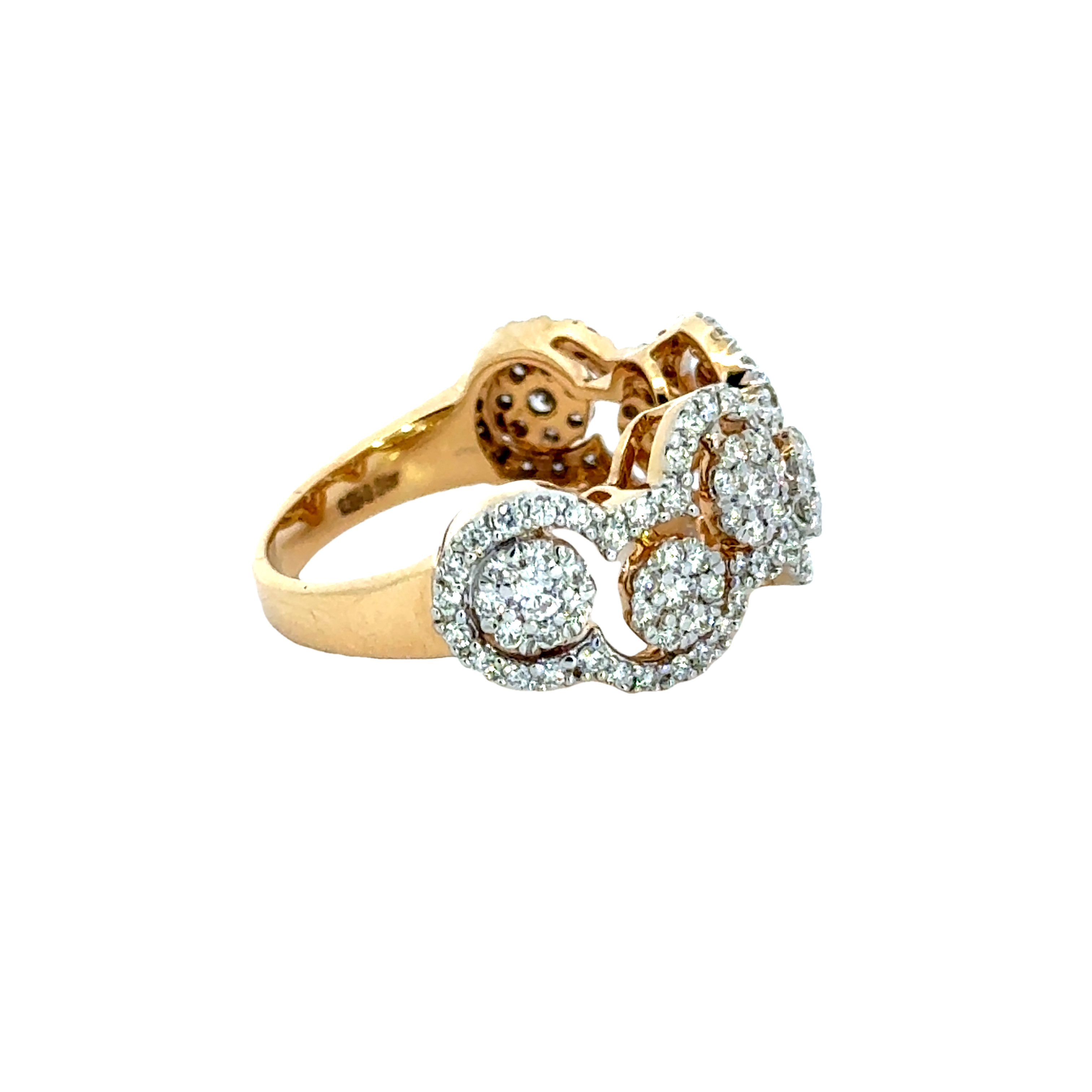 18k Yellow Gold and Diamond Fancy Ring in size 5.5 and total gold weight of 5.94g