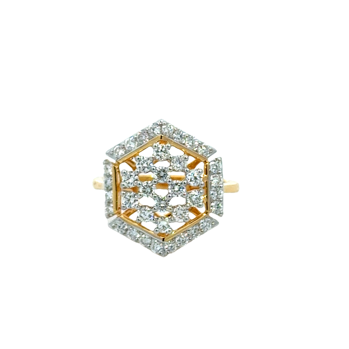 18k Yellow Gold and Diamond Fancy Ring in size 5.5 and total gold weight of 3.82g