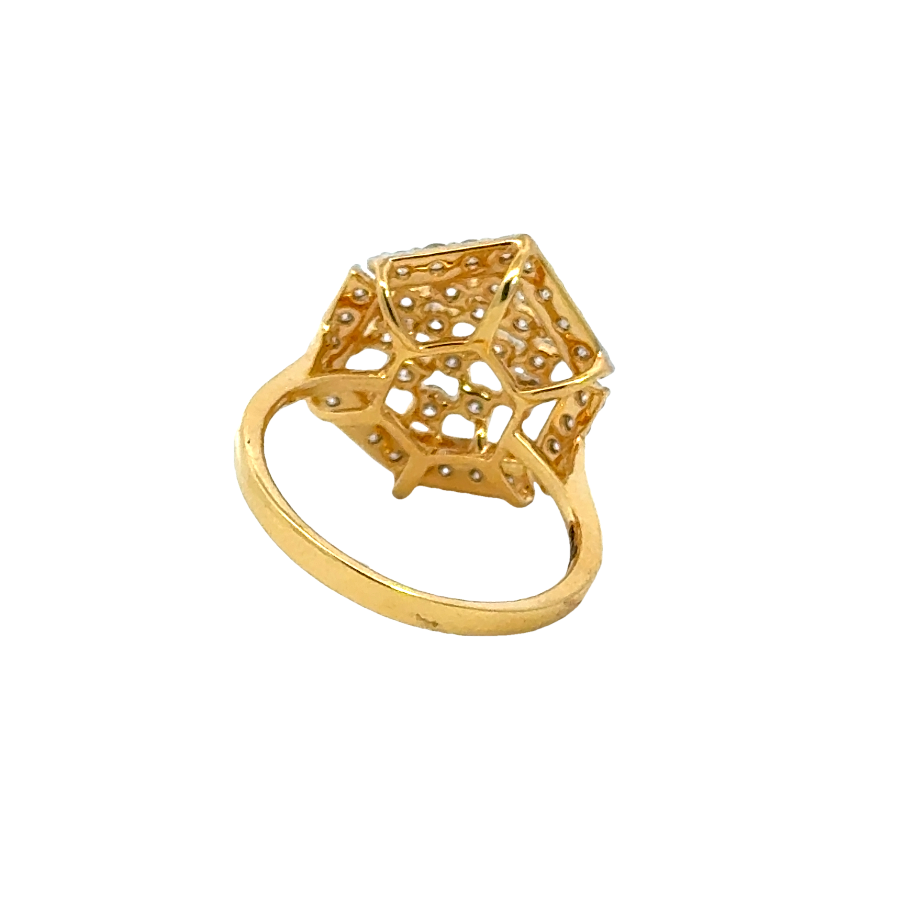 18k Yellow Gold and Diamond Fancy Ring in size 5.5 and total gold weight of 3.82g