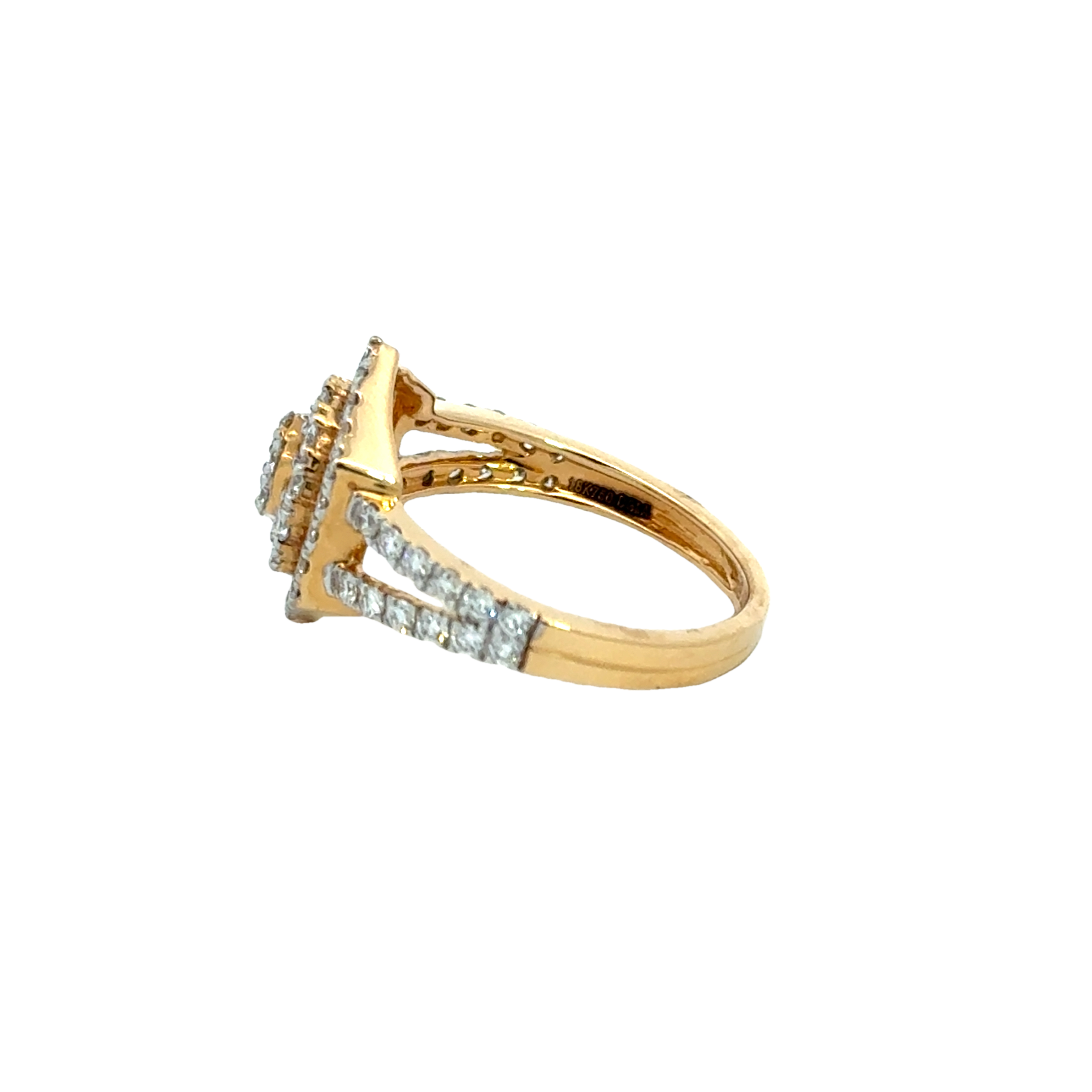 18k Yellow Gold and Diamond Hexagon Sparkle Fancy Ring in size 5.5 and total gold weight of 3.36g