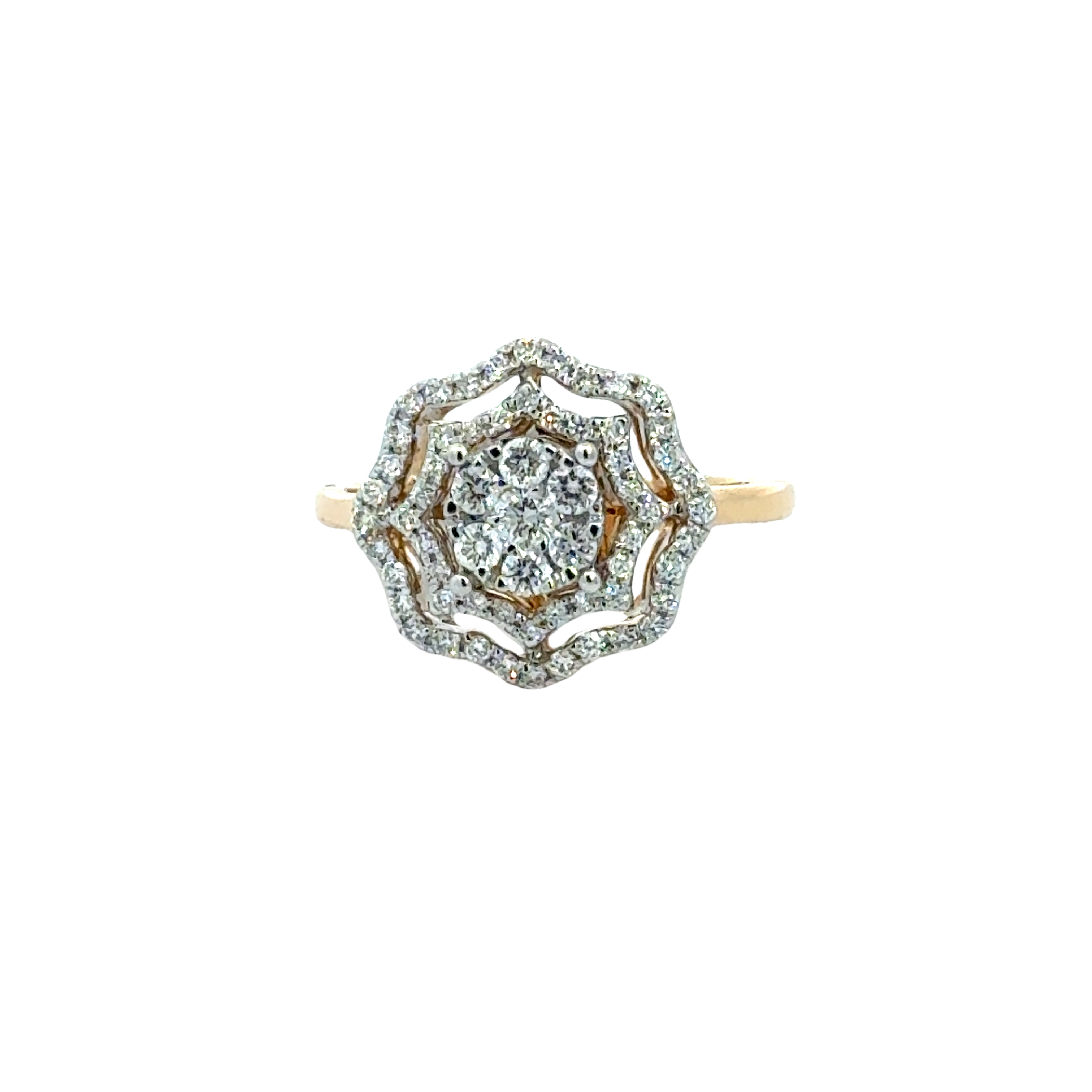 18k Yellow Gold and Diamond Fancy Ring in size 5.5 and total gold weight of 4.54g