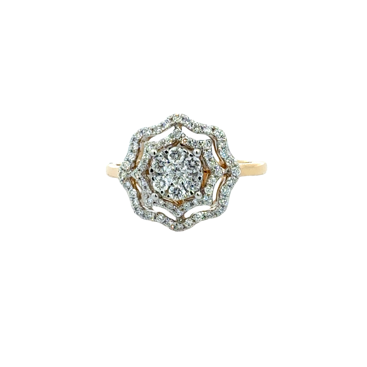 18k Yellow Gold and Diamond Fancy Ring in size 5.5 and total gold weight of 4.54g