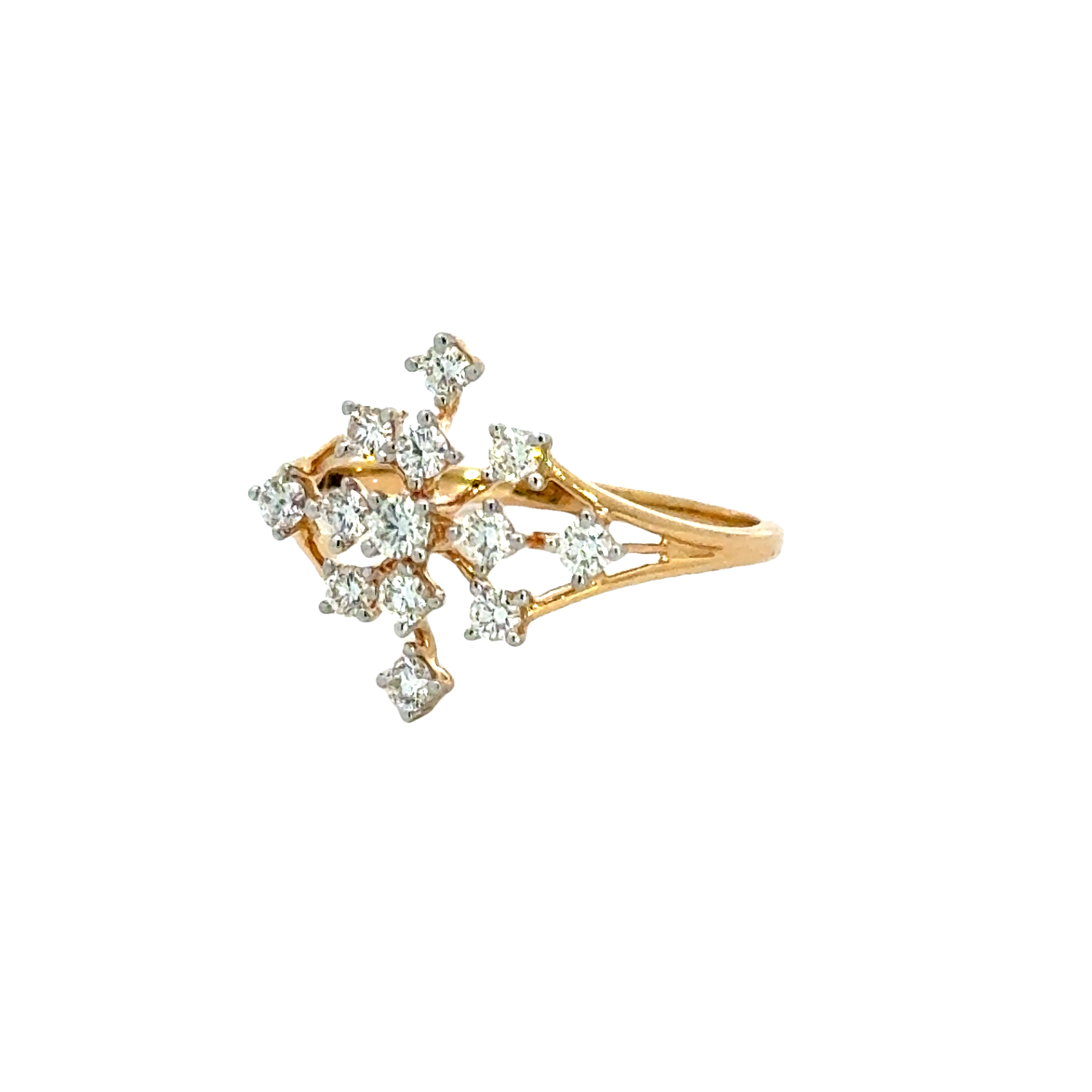 18k Yellow Gold and Diamond Fancy Ring in size 5.5 and total gold weight of 1.91g