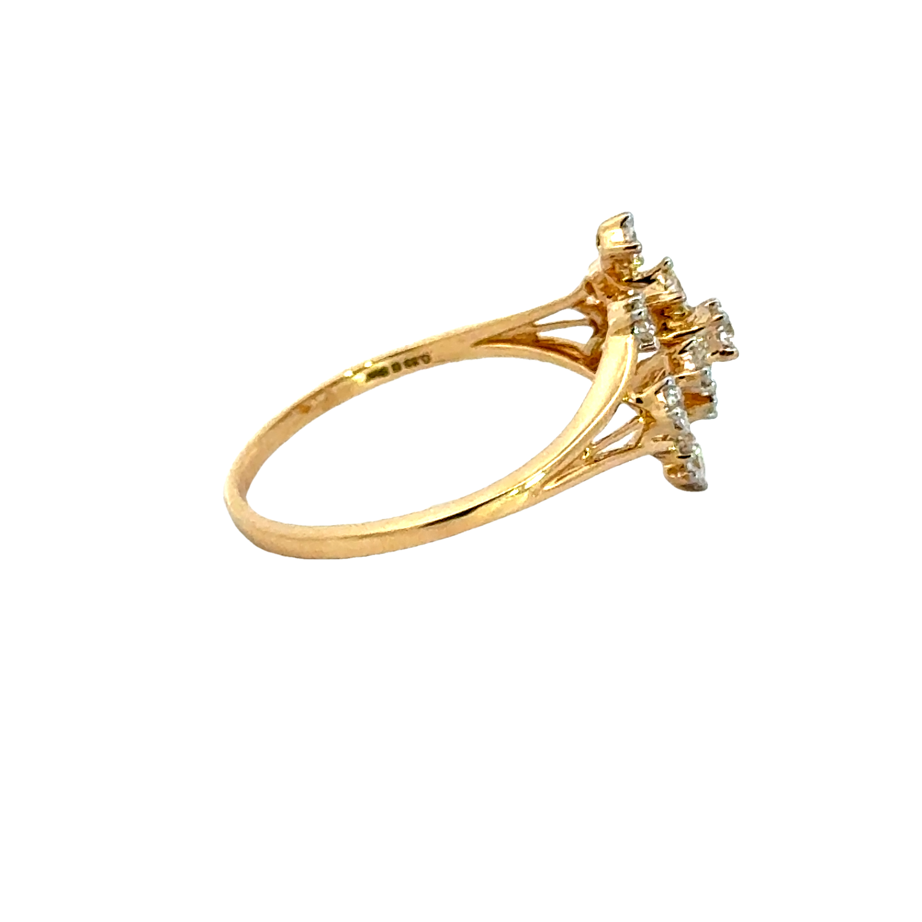 18k Yellow Gold and Diamond Fancy Ring in size 5.5 and total gold weight of 1.91g