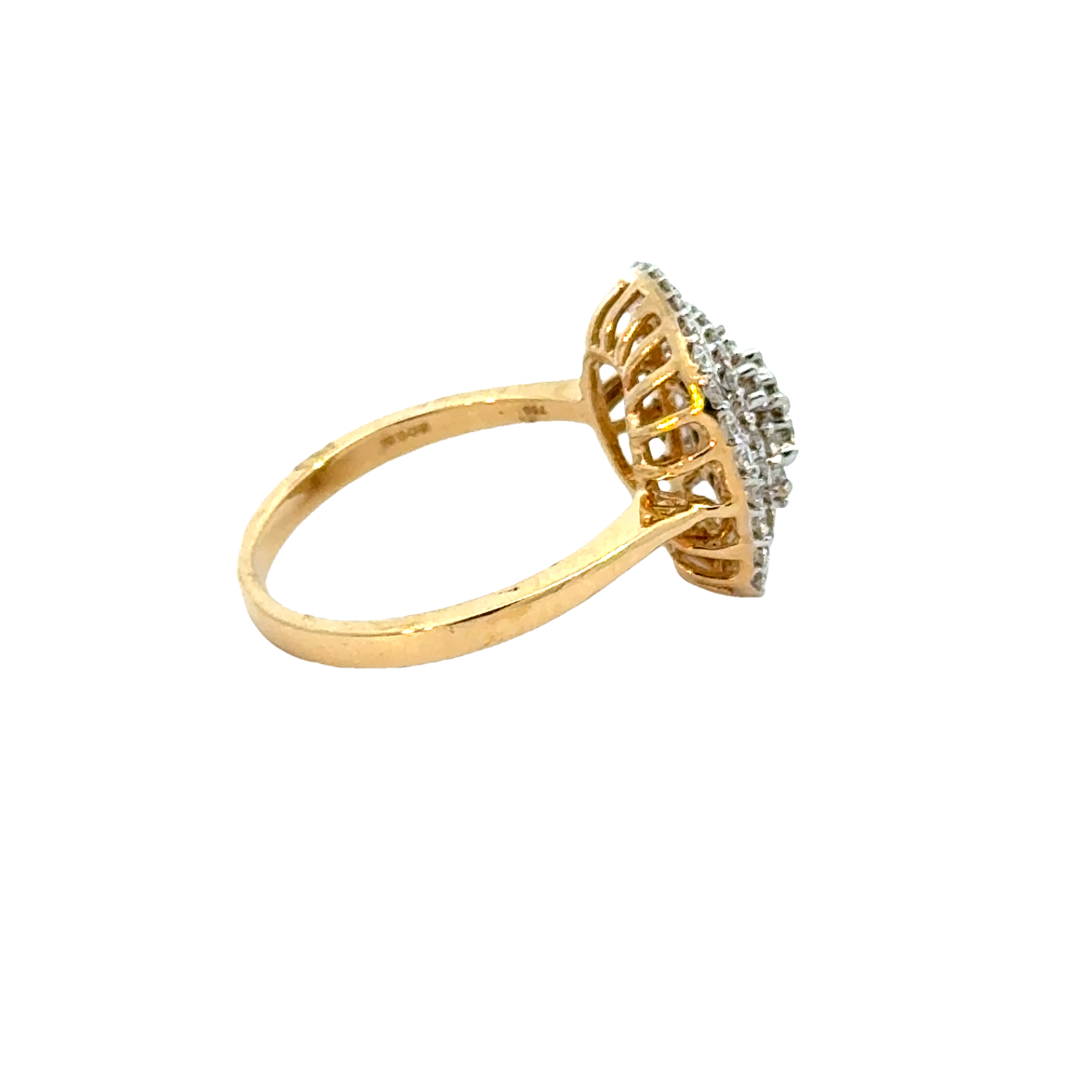 18k Yellow Gold and Diamond Fancy Ring in size 5.5 and total gold weight of 3.45g