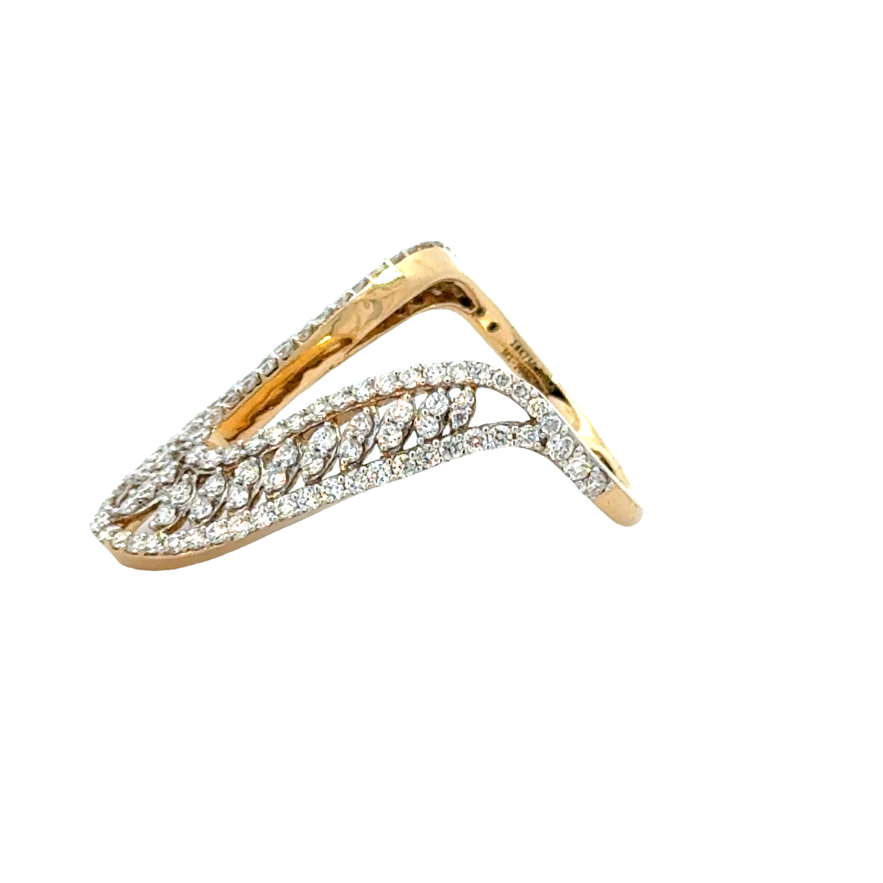 18k Yellow Gold and Diamond Fancy Ring in size 5.5 and total gold weight of 4.74g