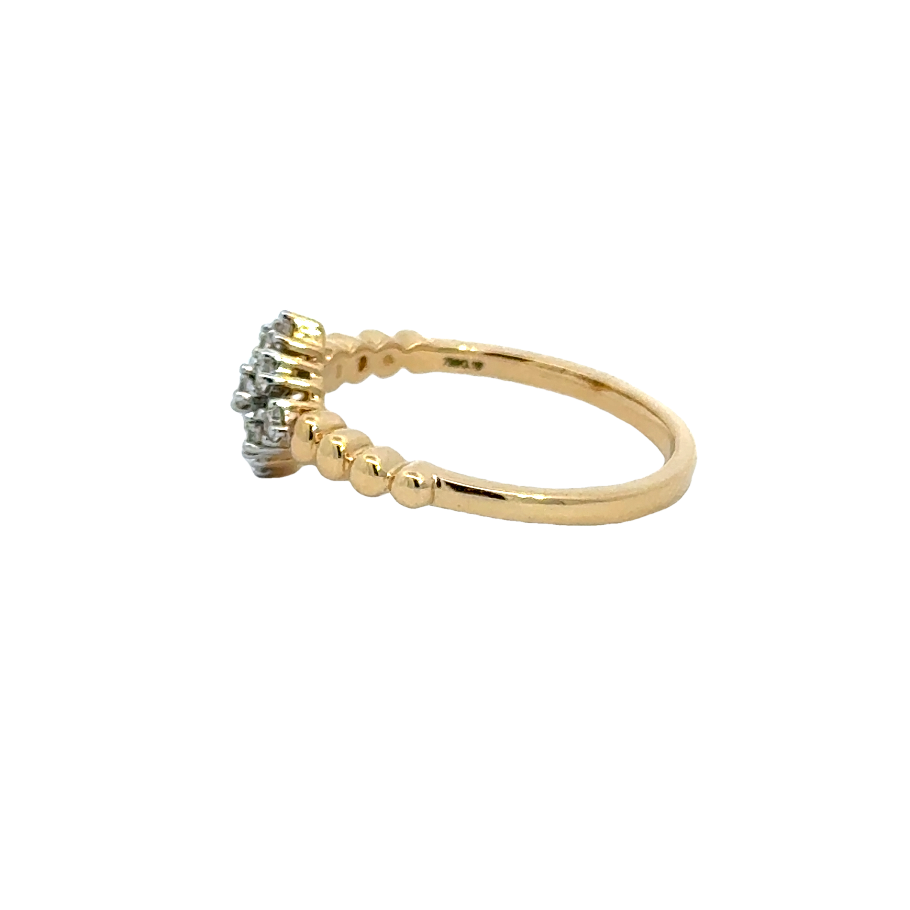 18k Yellow Gold and Diamond Fancy Ring in size 5.5 and total gold weight of 2.52g