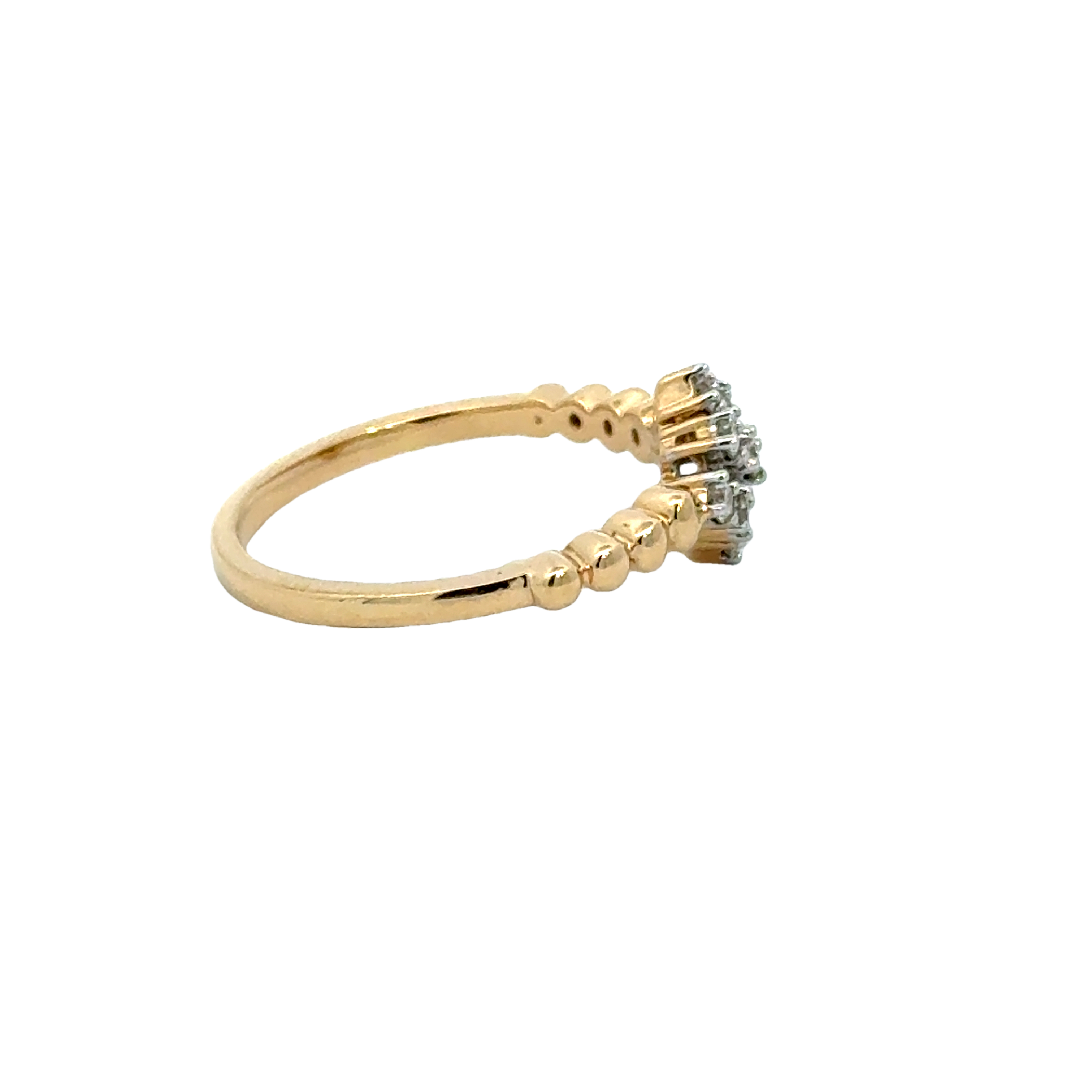 18k Yellow Gold and Diamond Fancy Ring in size 5.5 and total gold weight of 2.52g