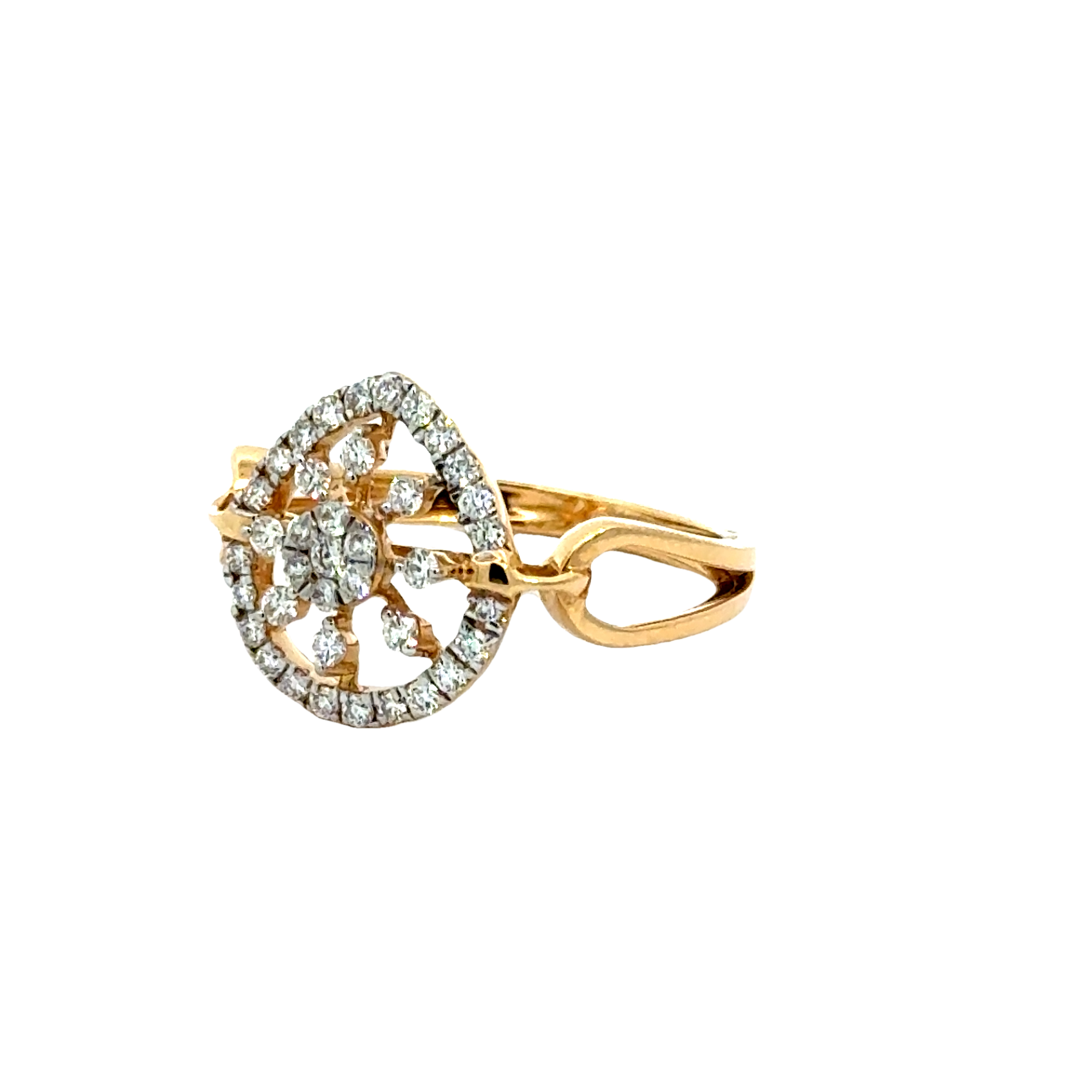 18k Yellow Gold and Diamond Fancy Ring in size 5.5 and total gold weight of 2.62g