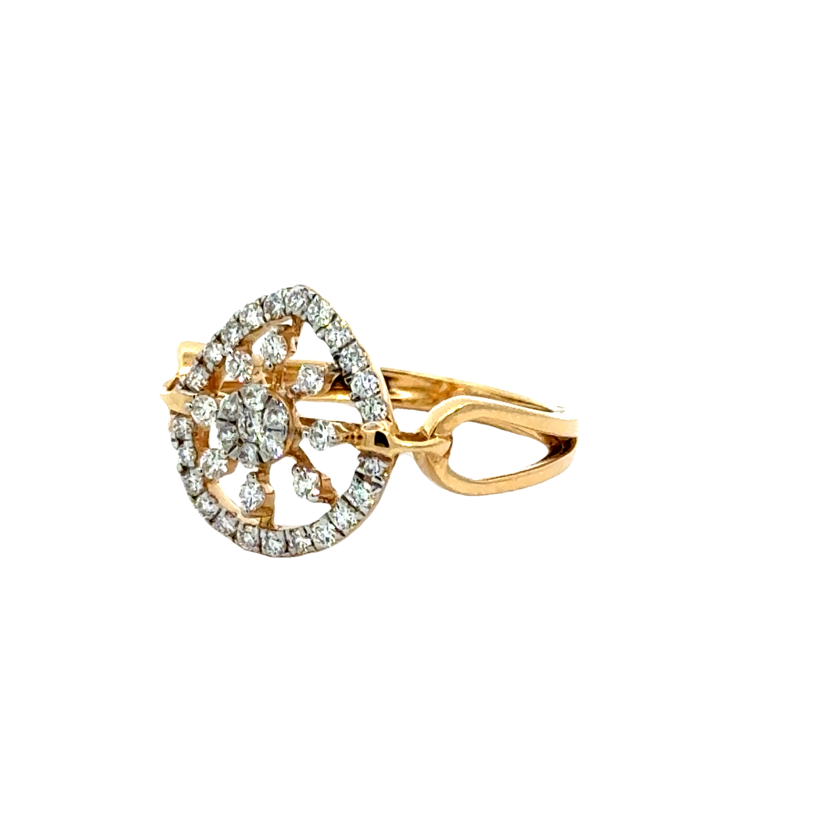 18k Yellow Gold and Diamond Fancy Ring in size 5.5 and total gold weight of 2.62g